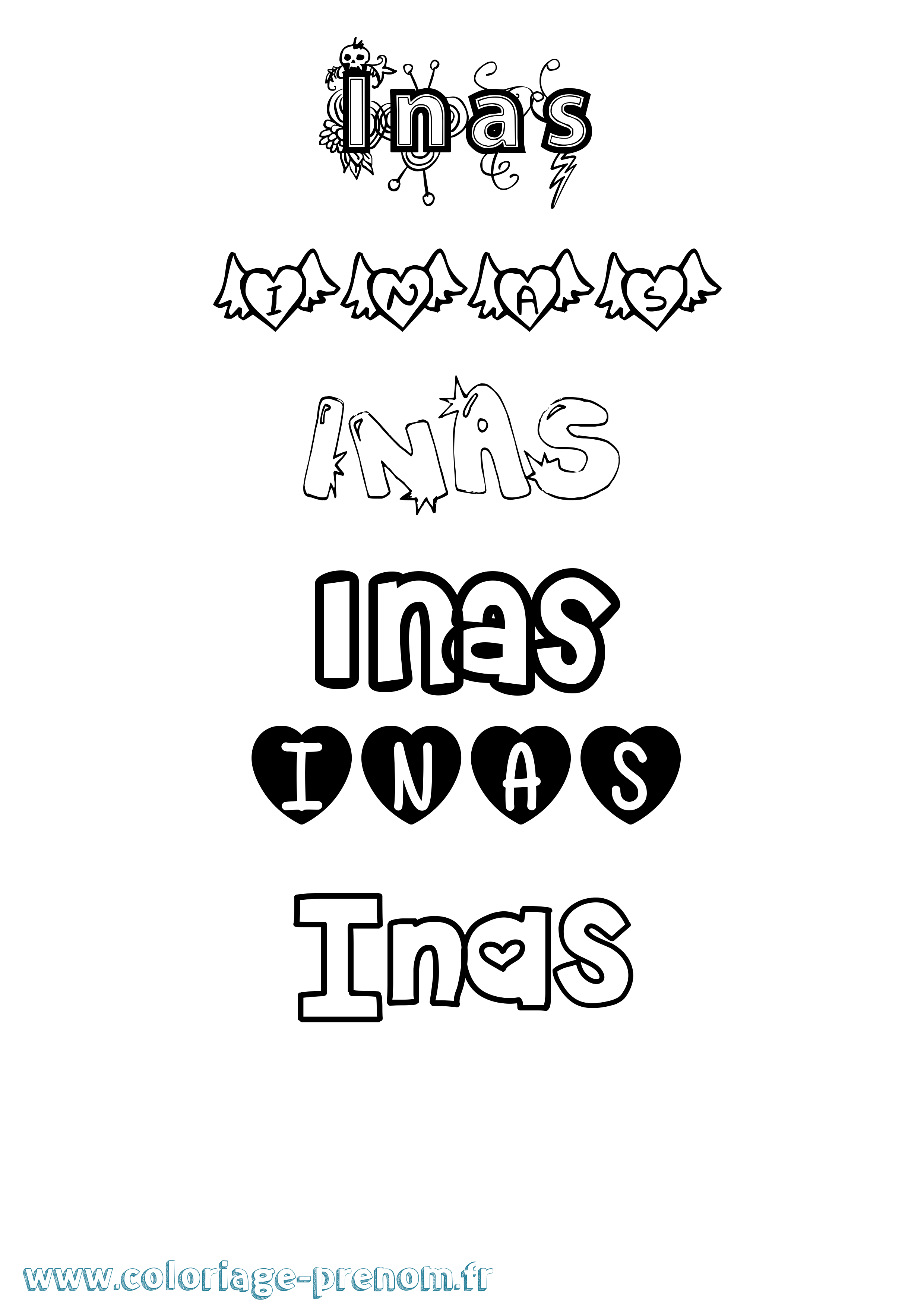 Coloriage Inas Girly Coloriage prénom Inas Girly