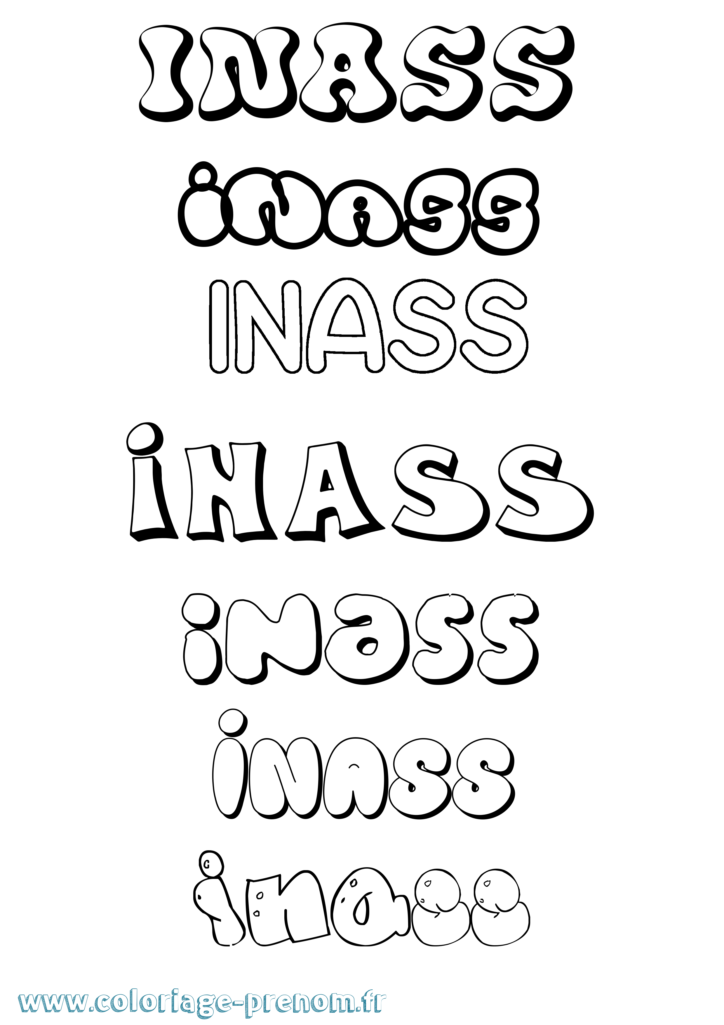 Coloriage Inass Bubble Coloriage prénom Inass Bubble