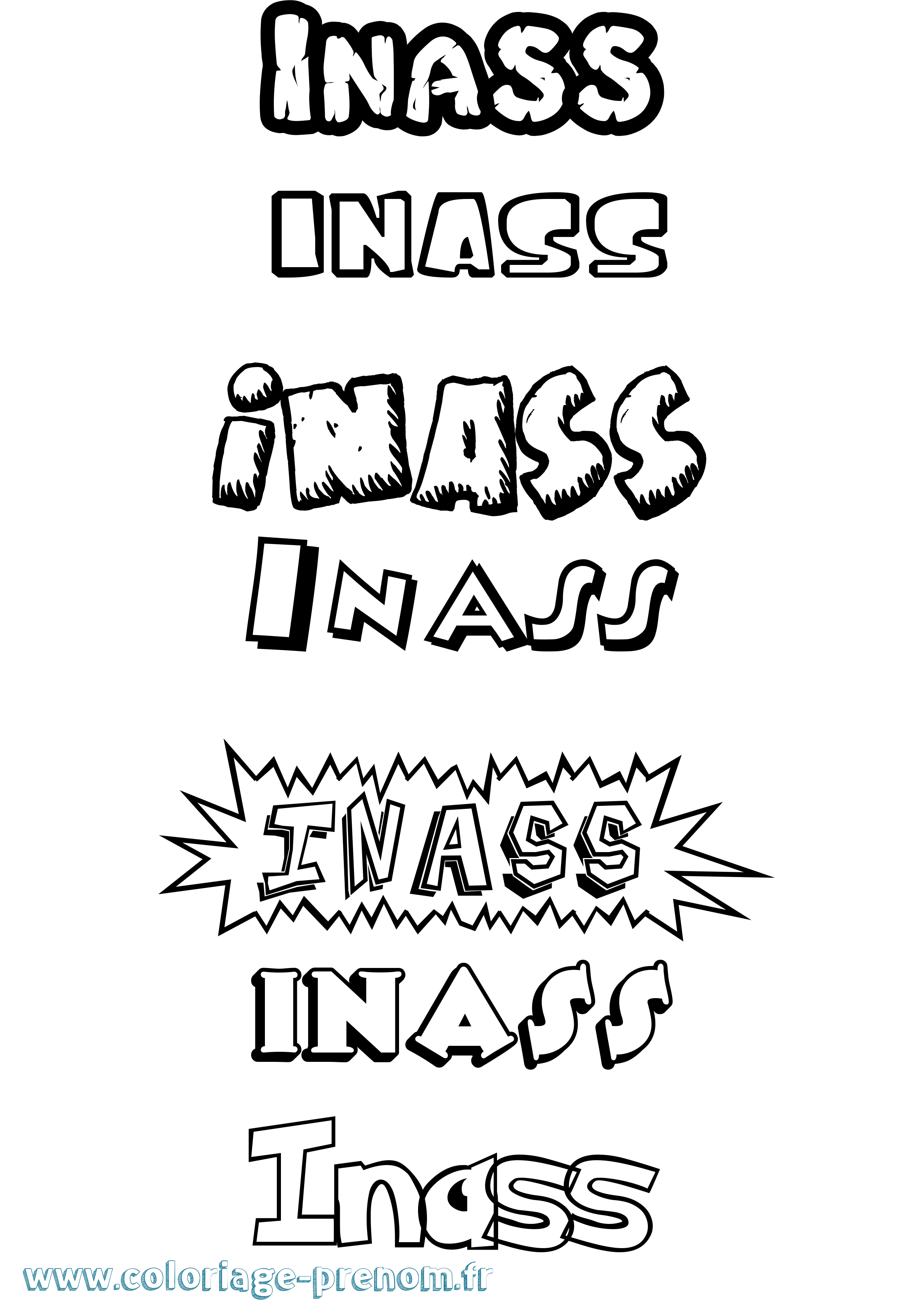 Coloriage Inass Dessin Animé Coloriage prénom Inass Dessin Animé