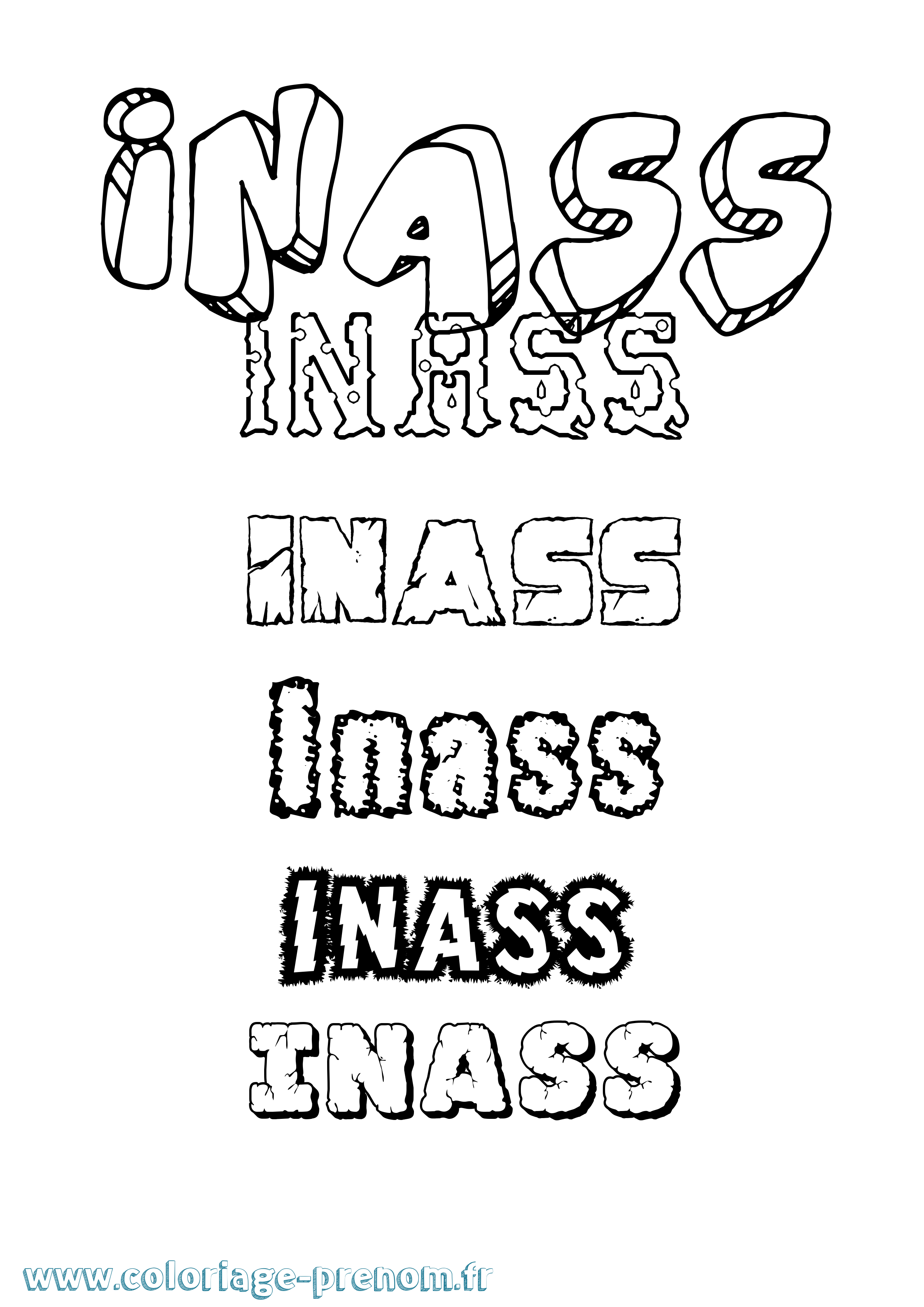 Coloriage Inass Destructuré Coloriage prénom Inass Destructuré
