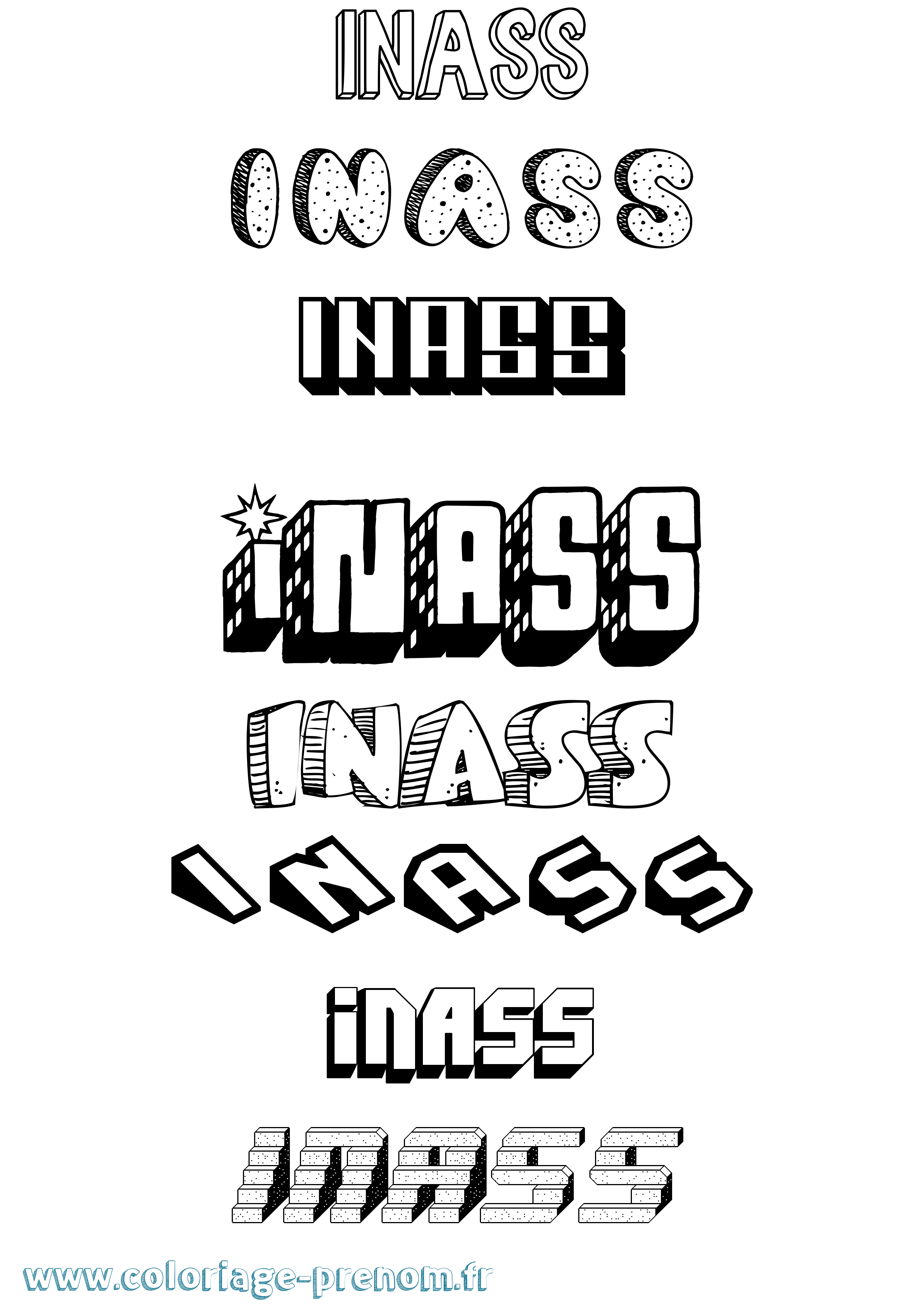Coloriage Inass Effet 3D Coloriage prénom Inass Effet 3D