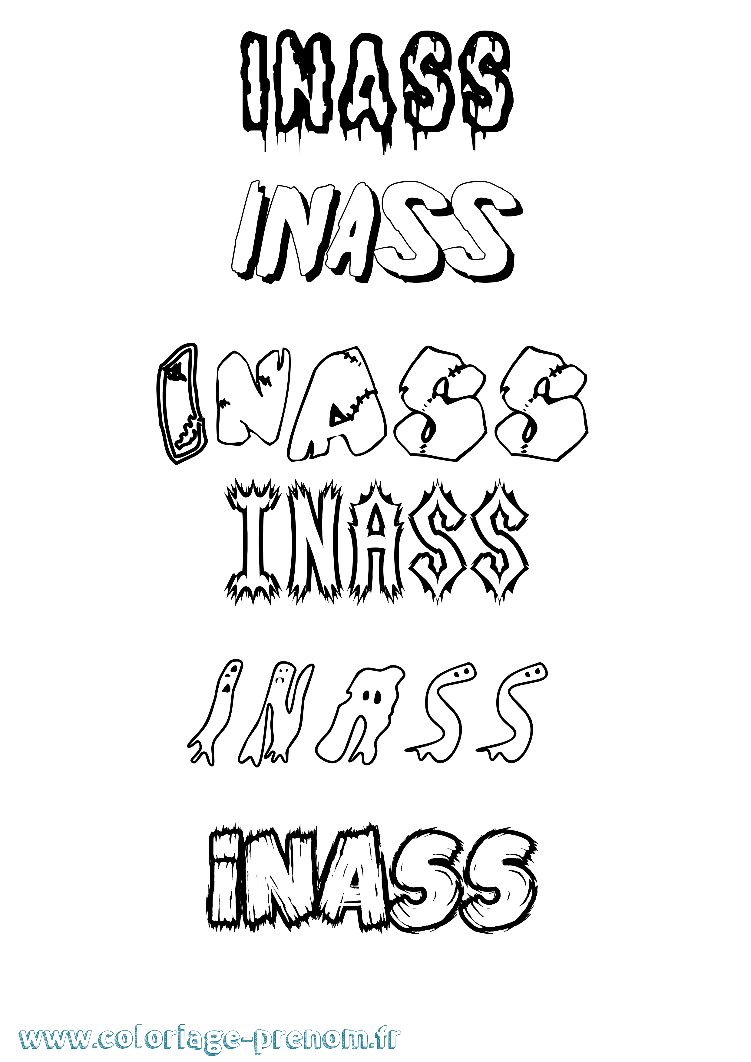 Coloriage Inass Frisson Coloriage prénom Inass Frisson