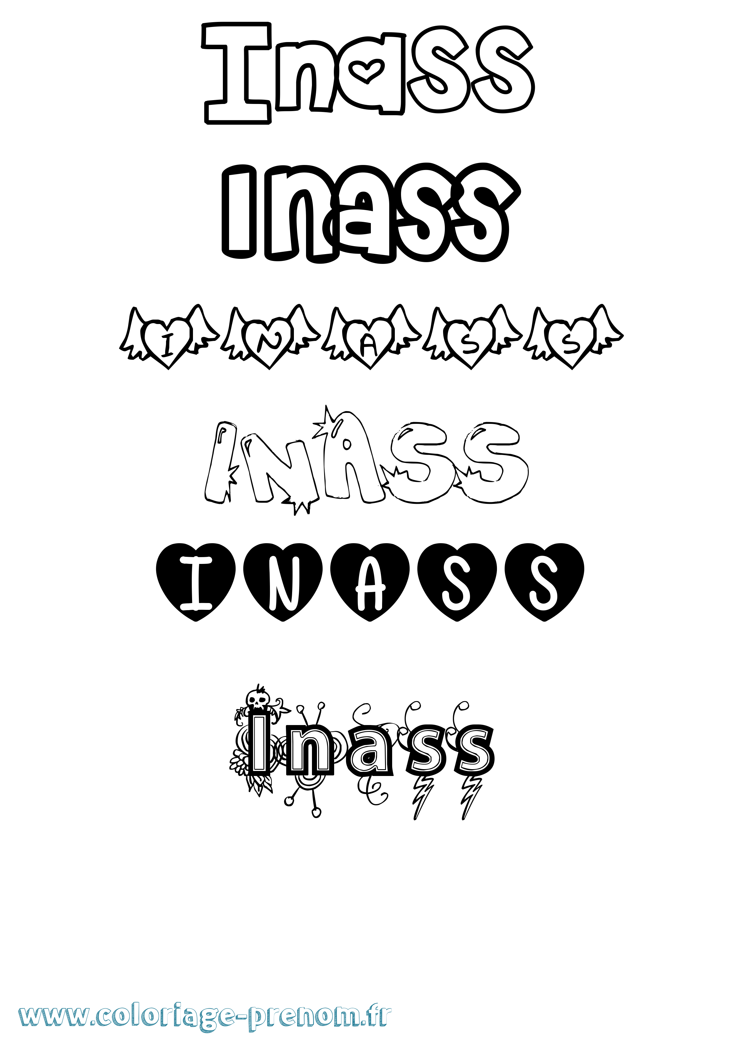 Coloriage Inass Girly Coloriage prénom Inass Girly