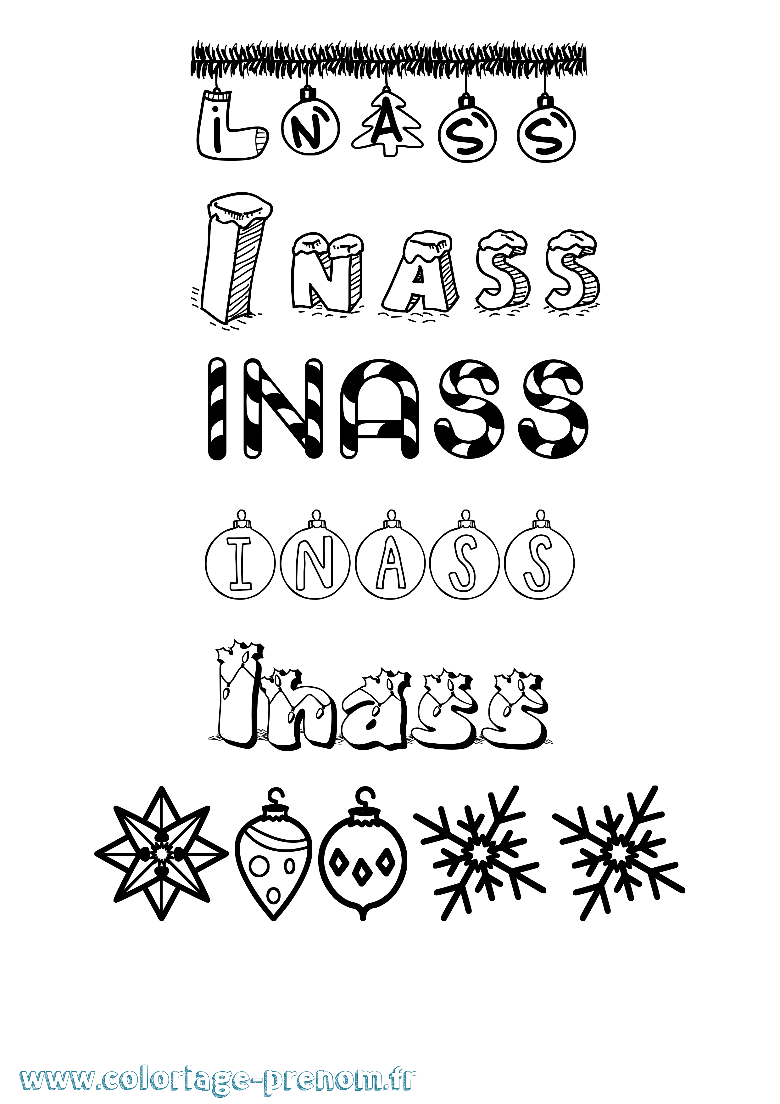 Coloriage Inass Noël Coloriage prénom Inass Noël