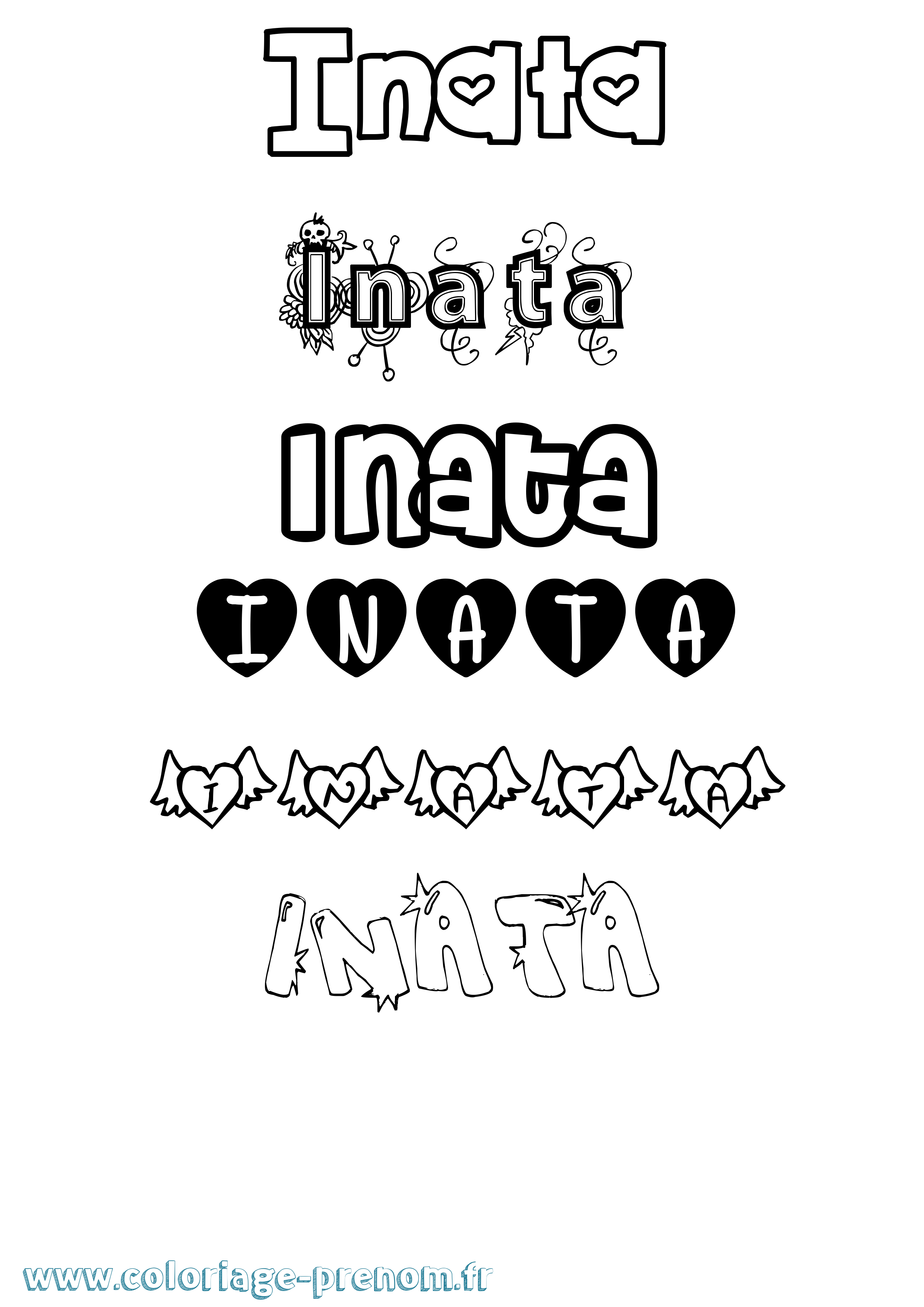Coloriage Inata Girly Coloriage prénom Inata Girly
