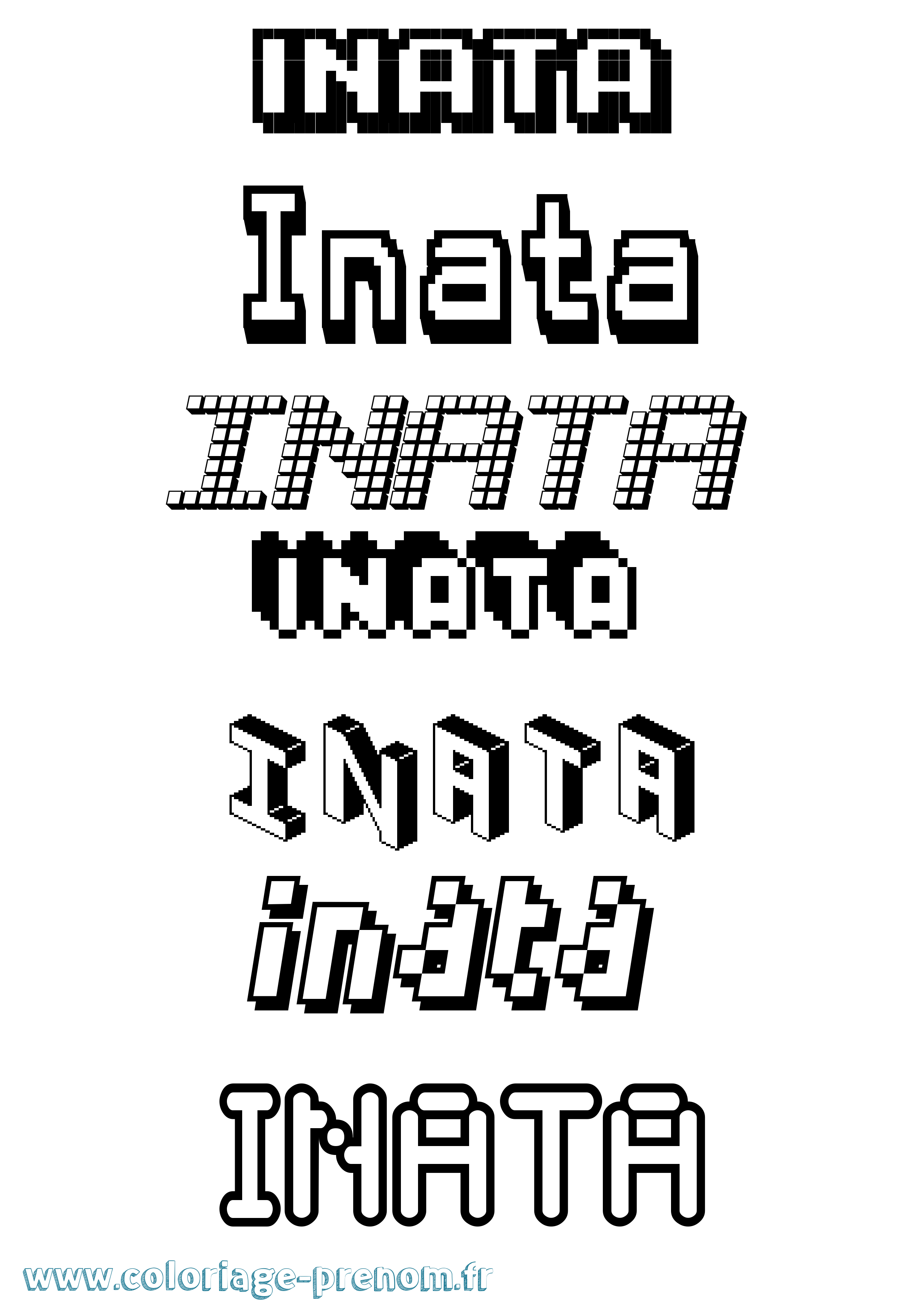 Coloriage Inata Pixel Coloriage prénom Inata Pixel