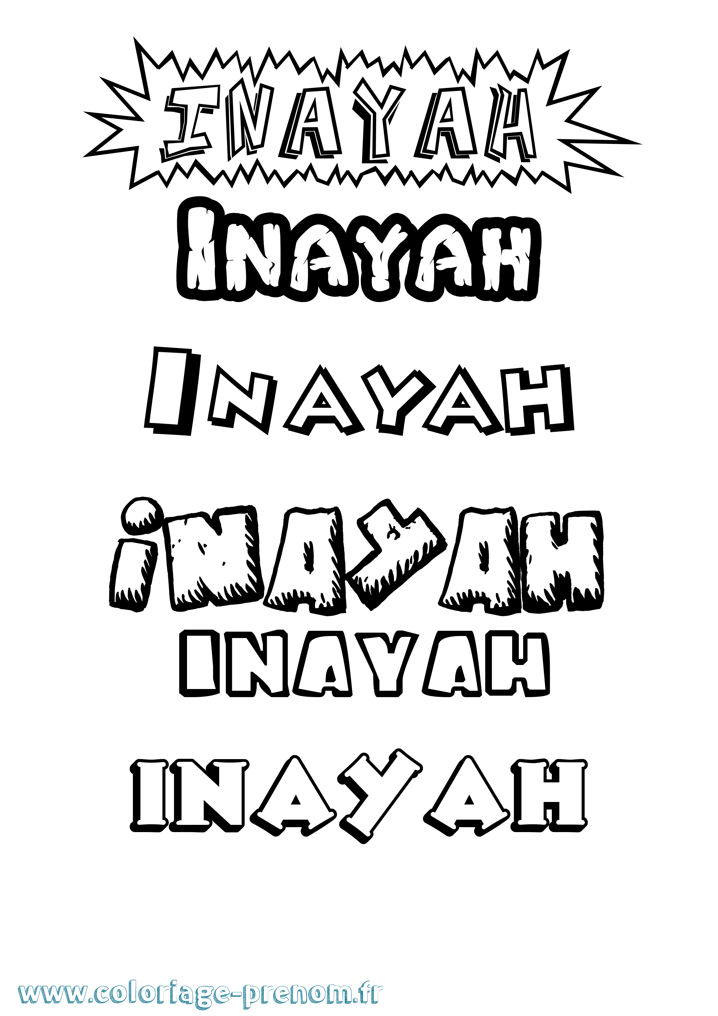 Coloriage Inayah Dessin Animé Coloriage prénom Inayah Dessin Animé