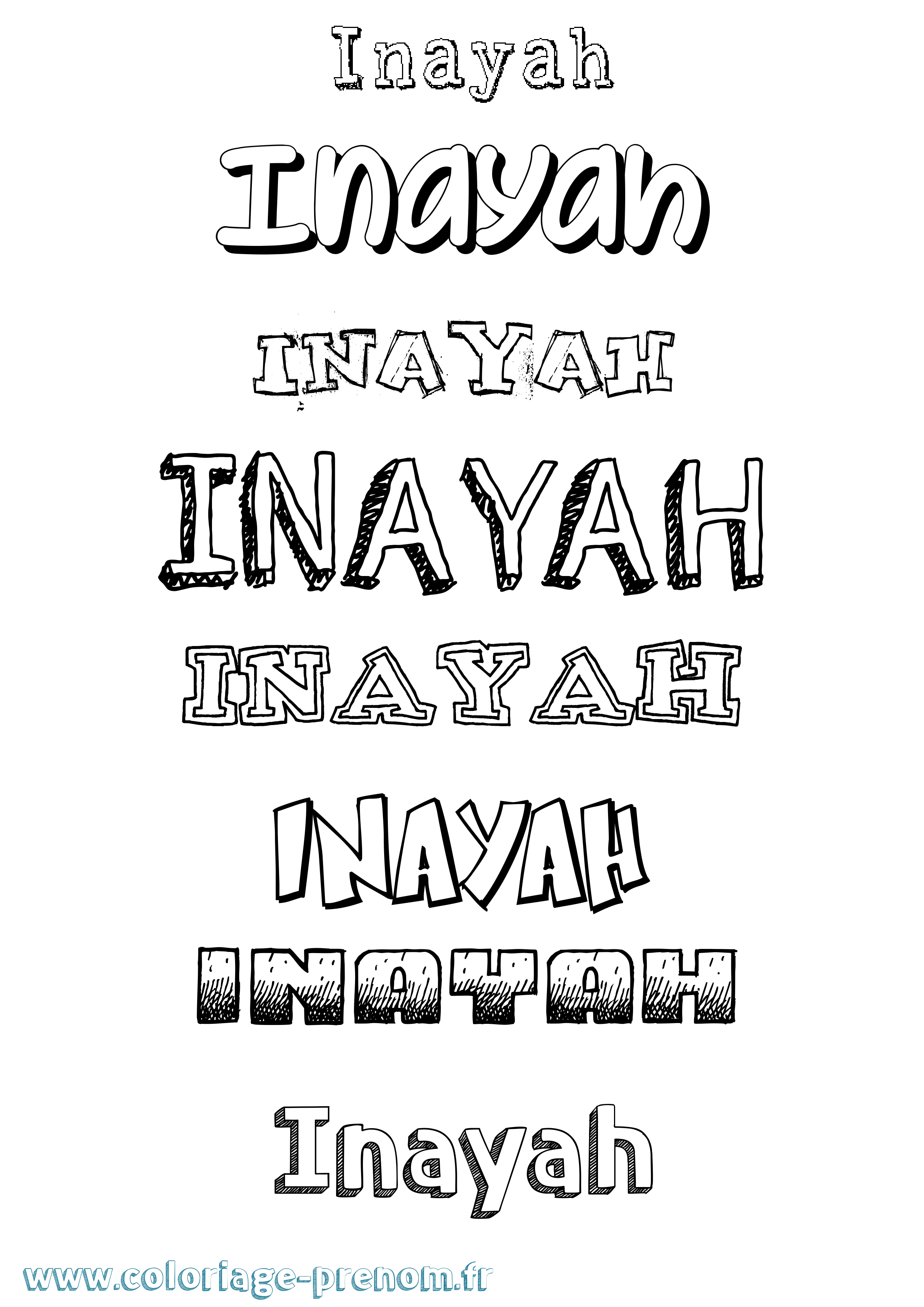 Coloriage Inayah Dessiné Coloriage prénom Inayah Dessiné