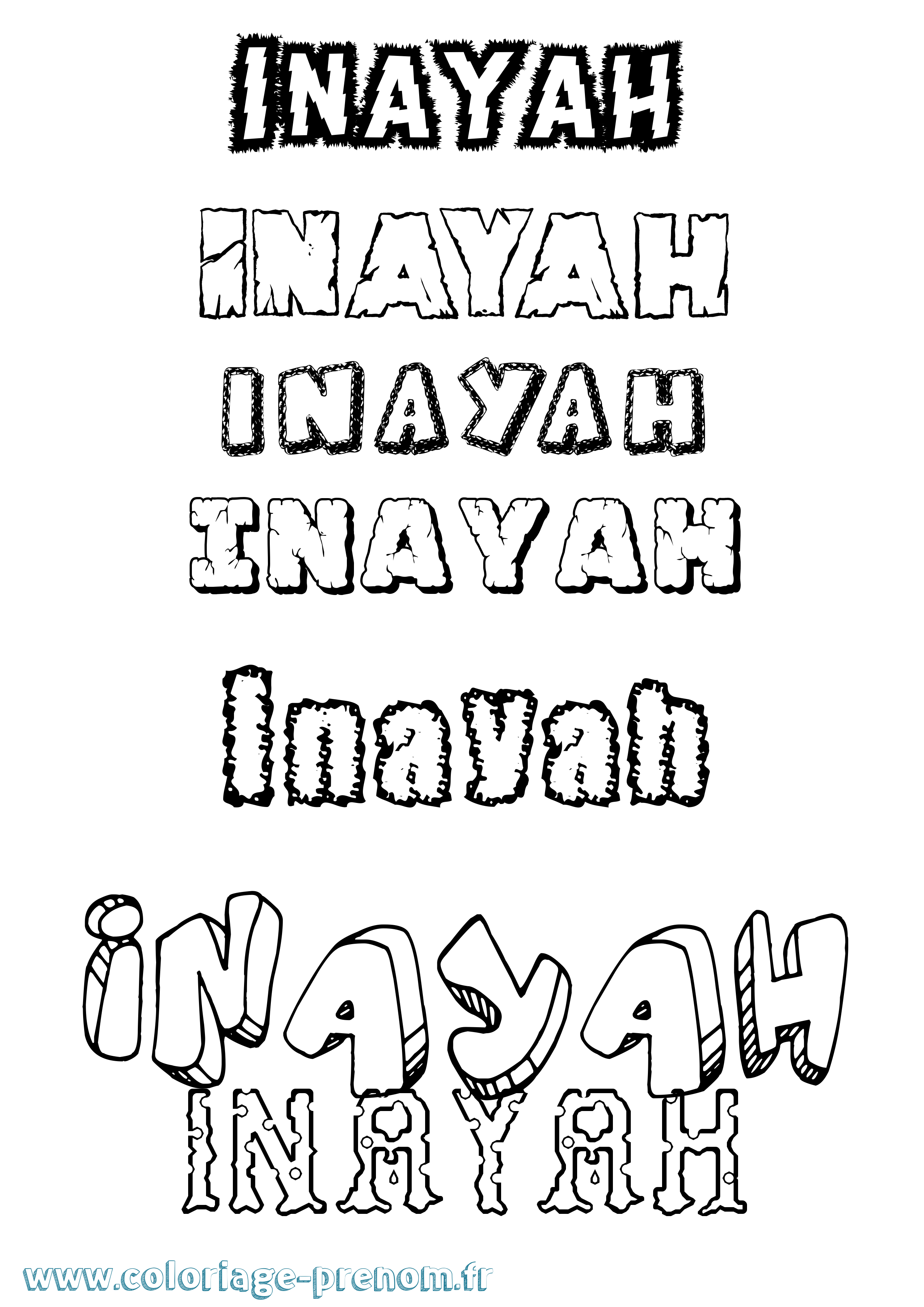 Coloriage Inayah Destructuré Coloriage prénom Inayah Destructuré