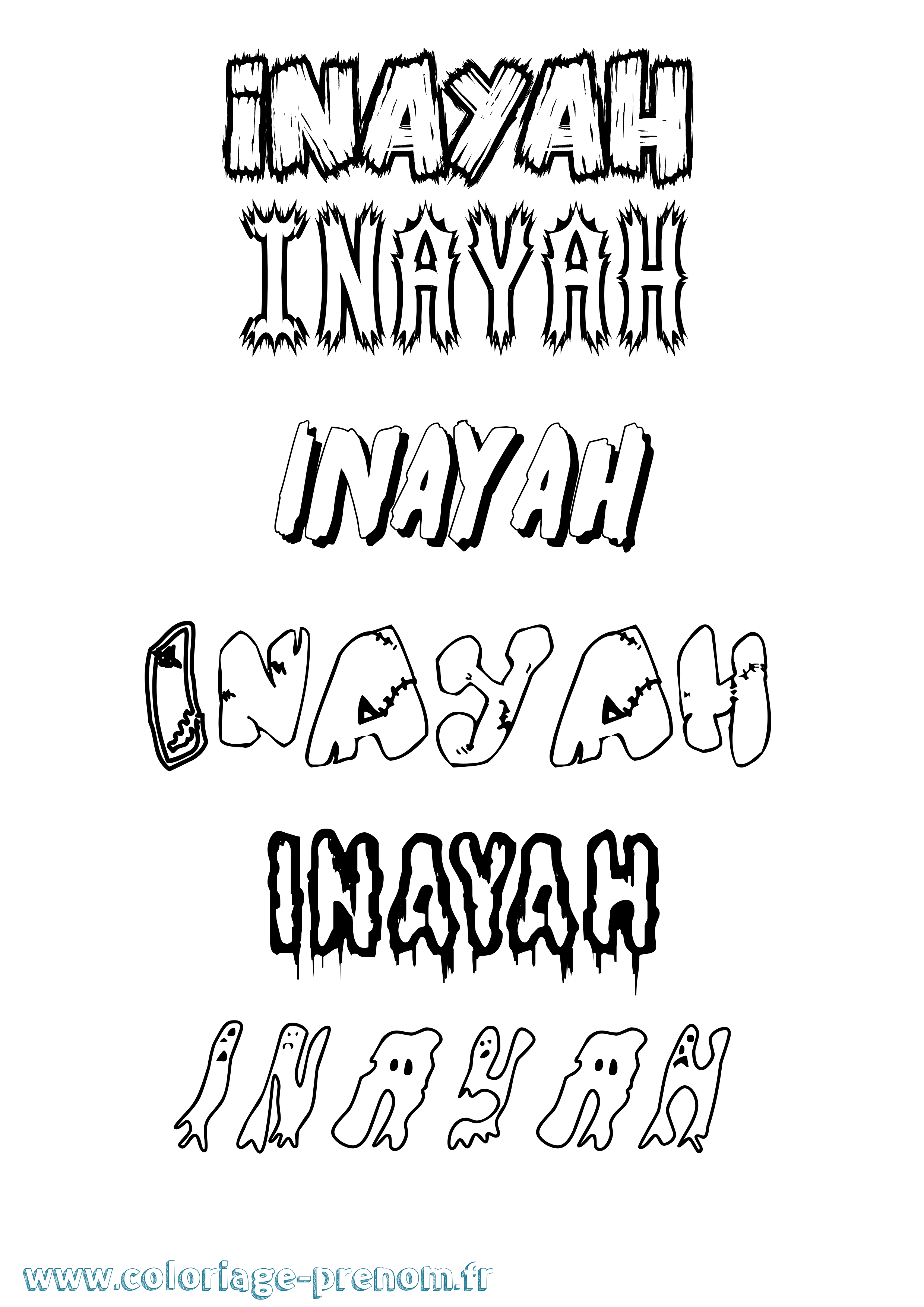 Coloriage Inayah Frisson Coloriage prénom Inayah Frisson