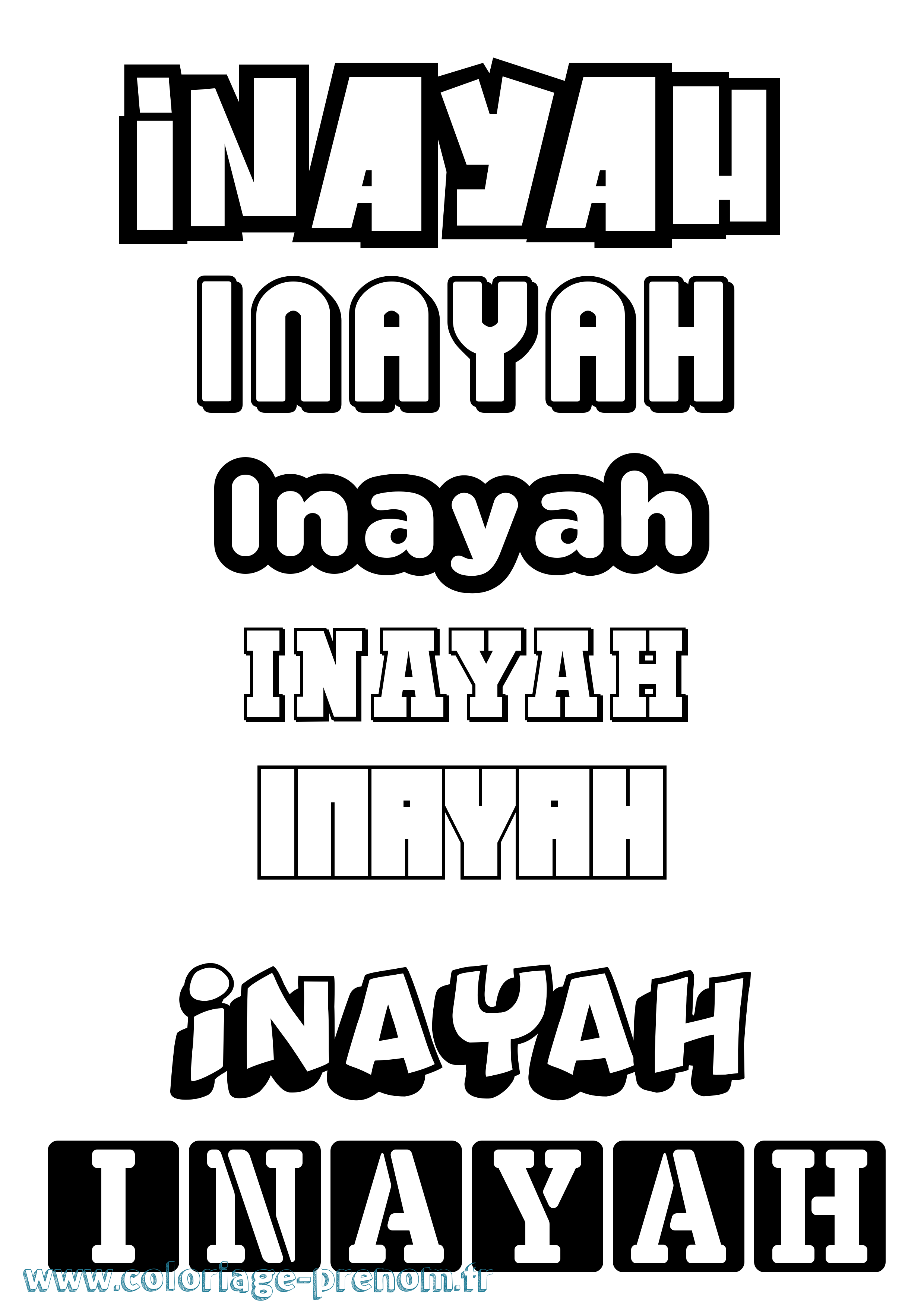 Coloriage Inayah Simple Coloriage prénom Inayah Simple
