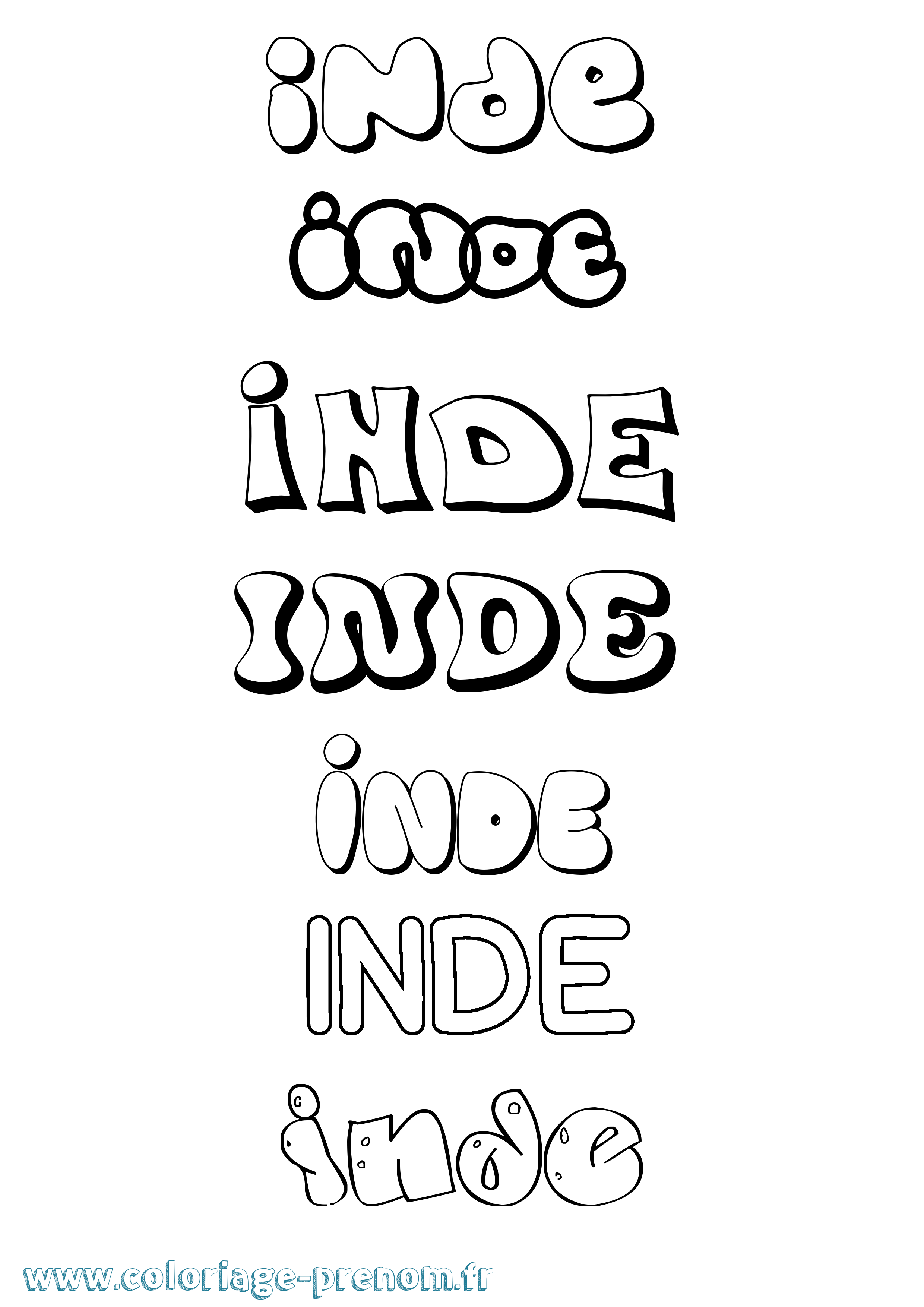 Coloriage Inde Bubble Coloriage prénom Inde Bubble