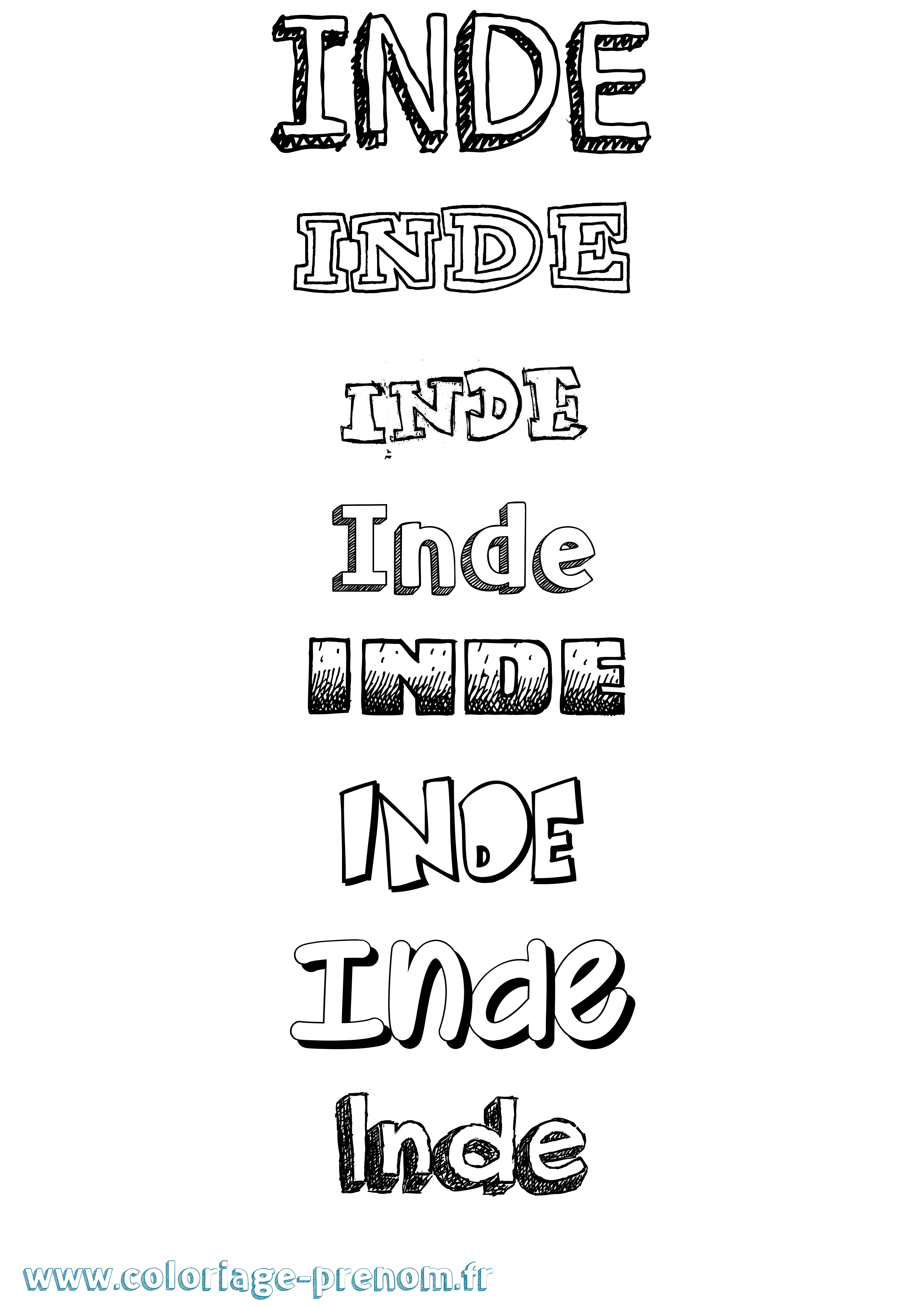 Coloriage Inde Dessiné Coloriage prénom Inde Dessiné