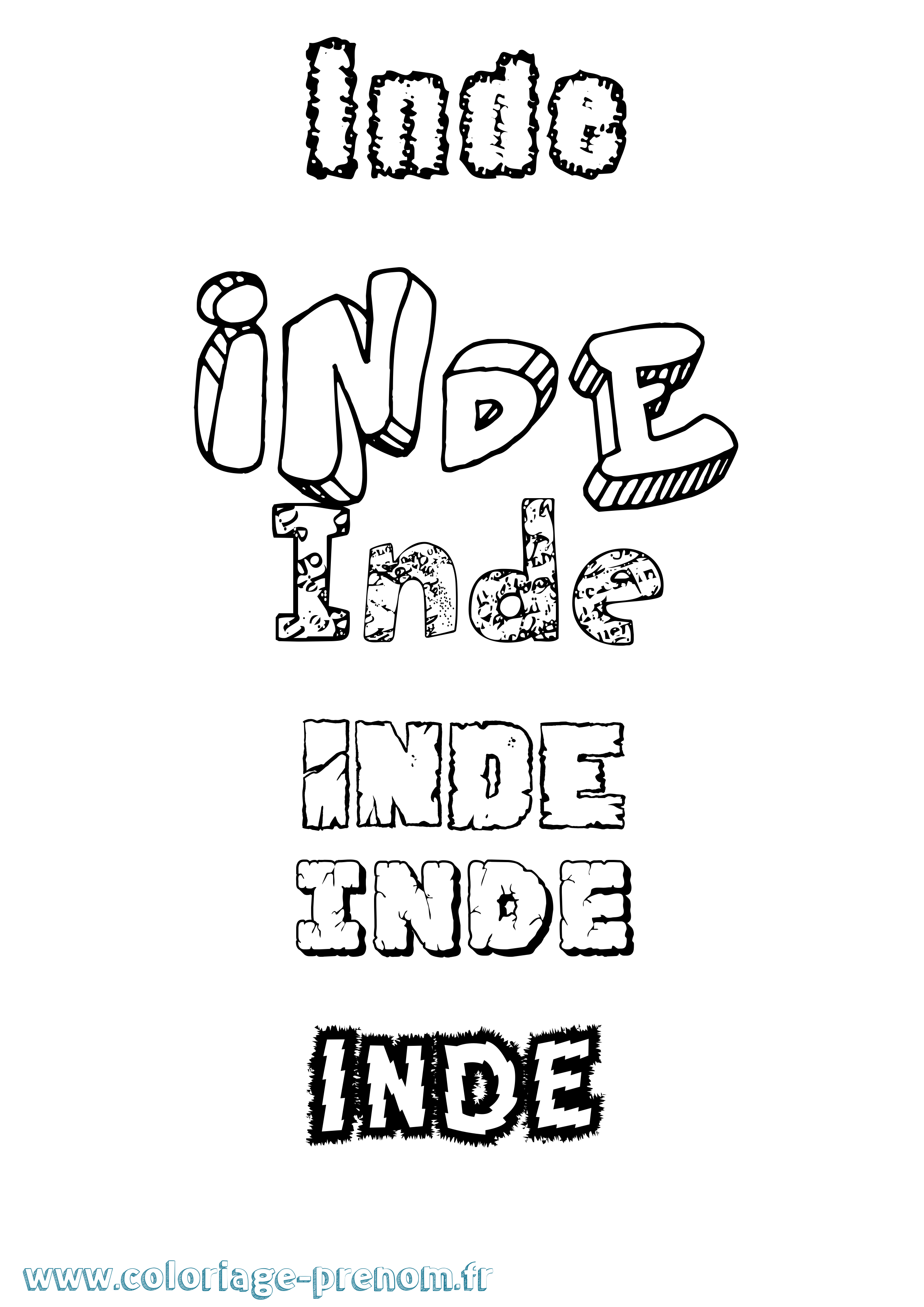 Coloriage Inde Destructuré Coloriage prénom Inde Destructuré