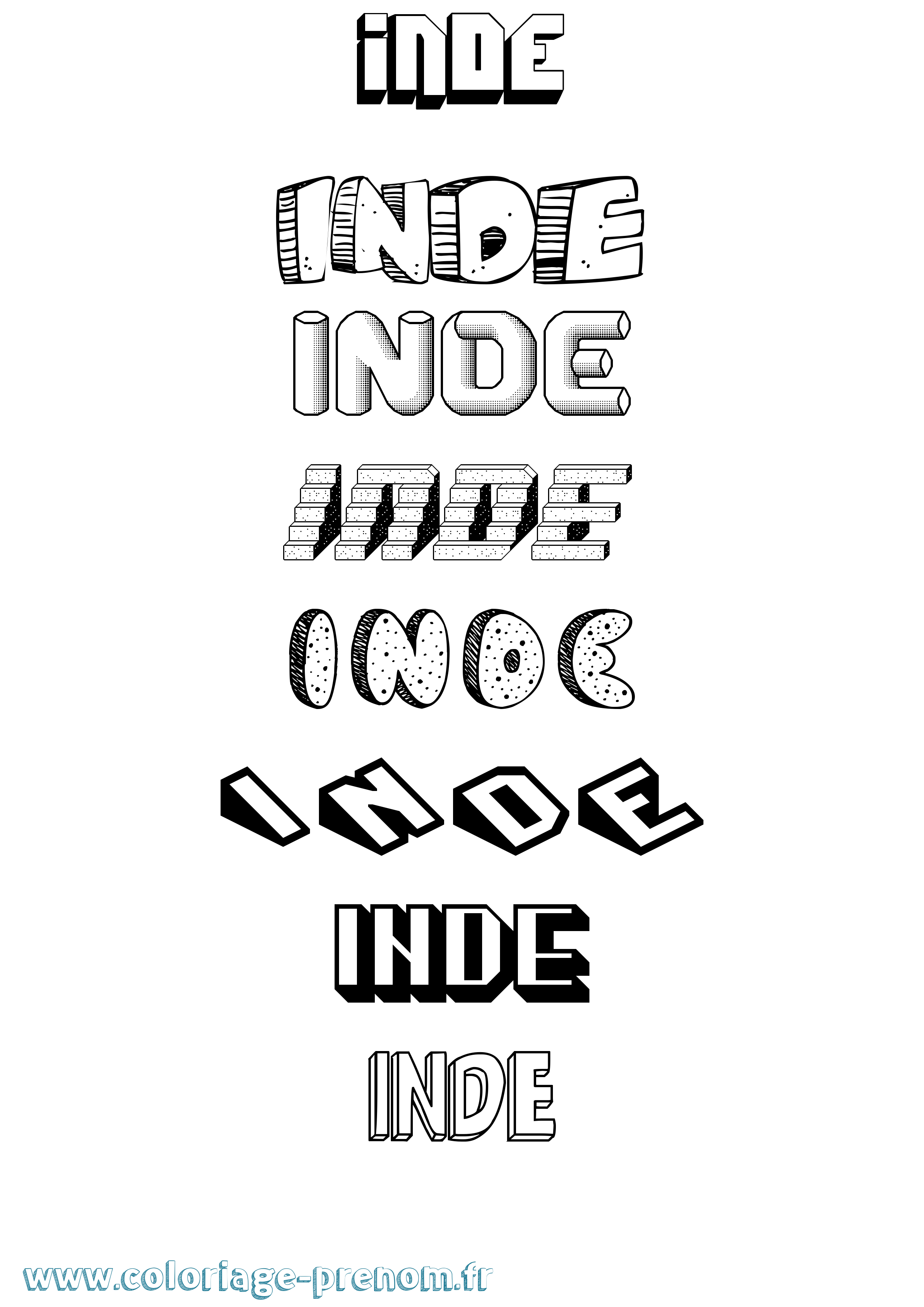 Coloriage Inde Effet 3D Coloriage prénom Inde Effet 3D