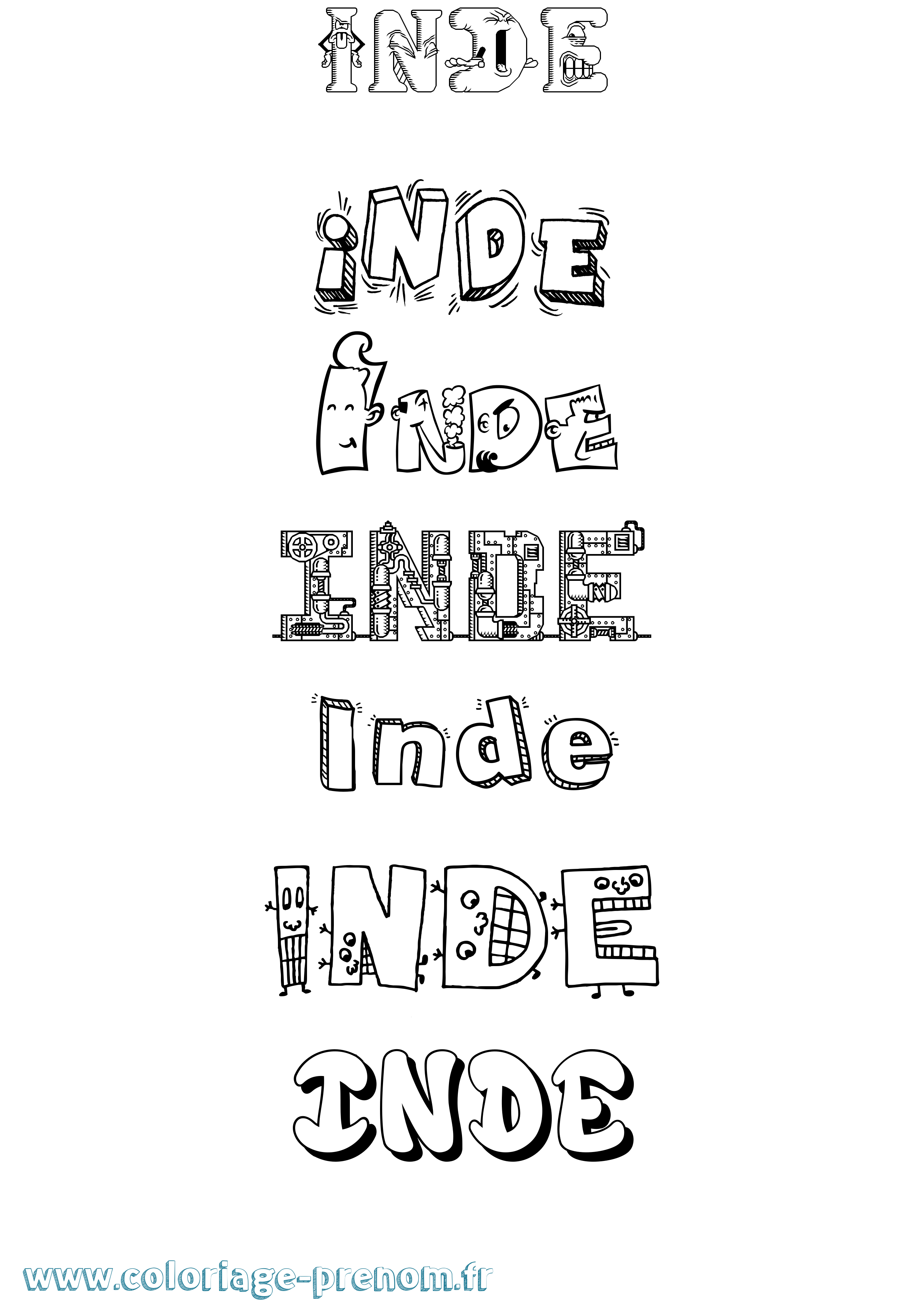 Coloriage Inde Fun Coloriage prénom Inde Fun