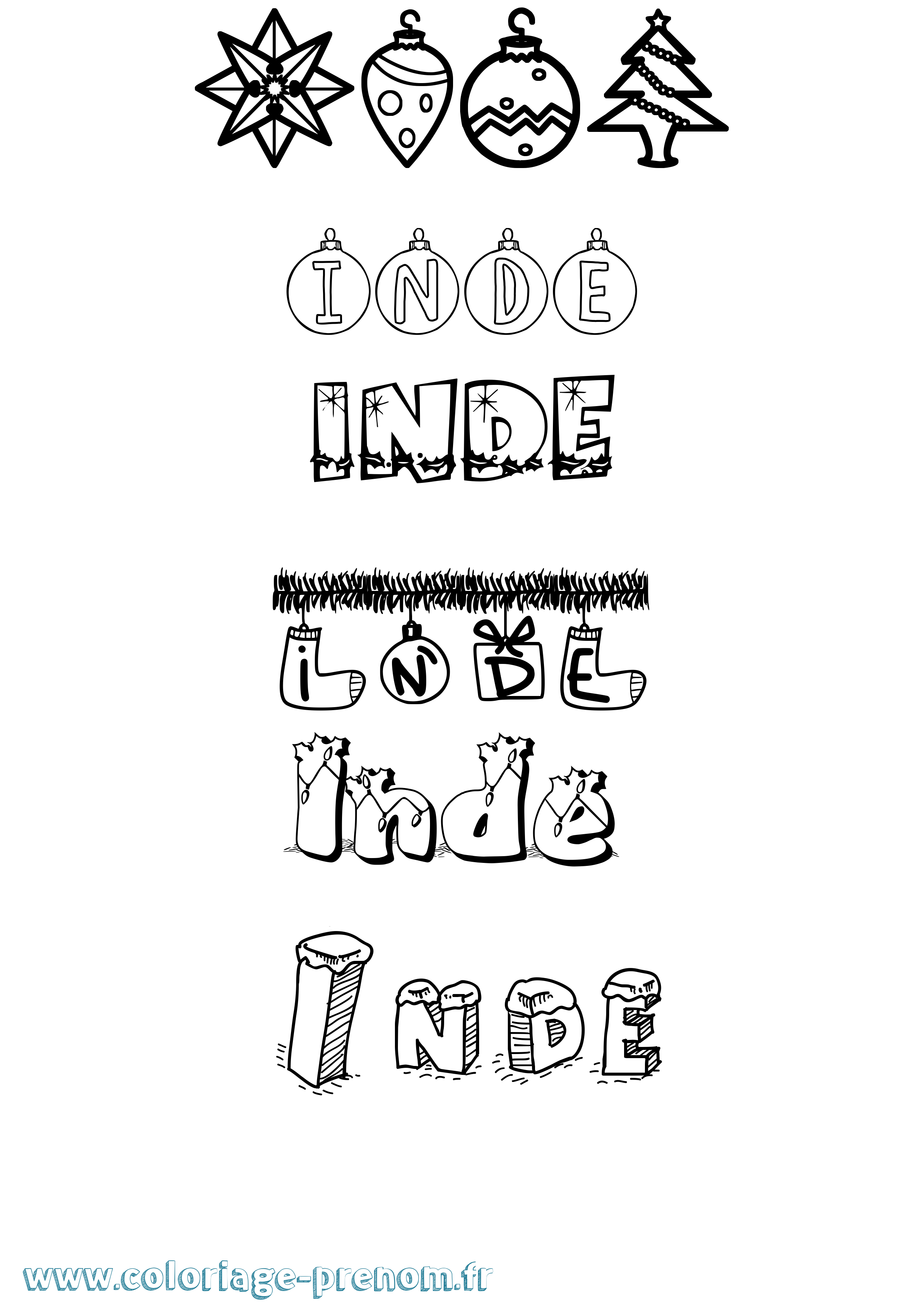 Coloriage Inde Noël Coloriage prénom Inde Noël
