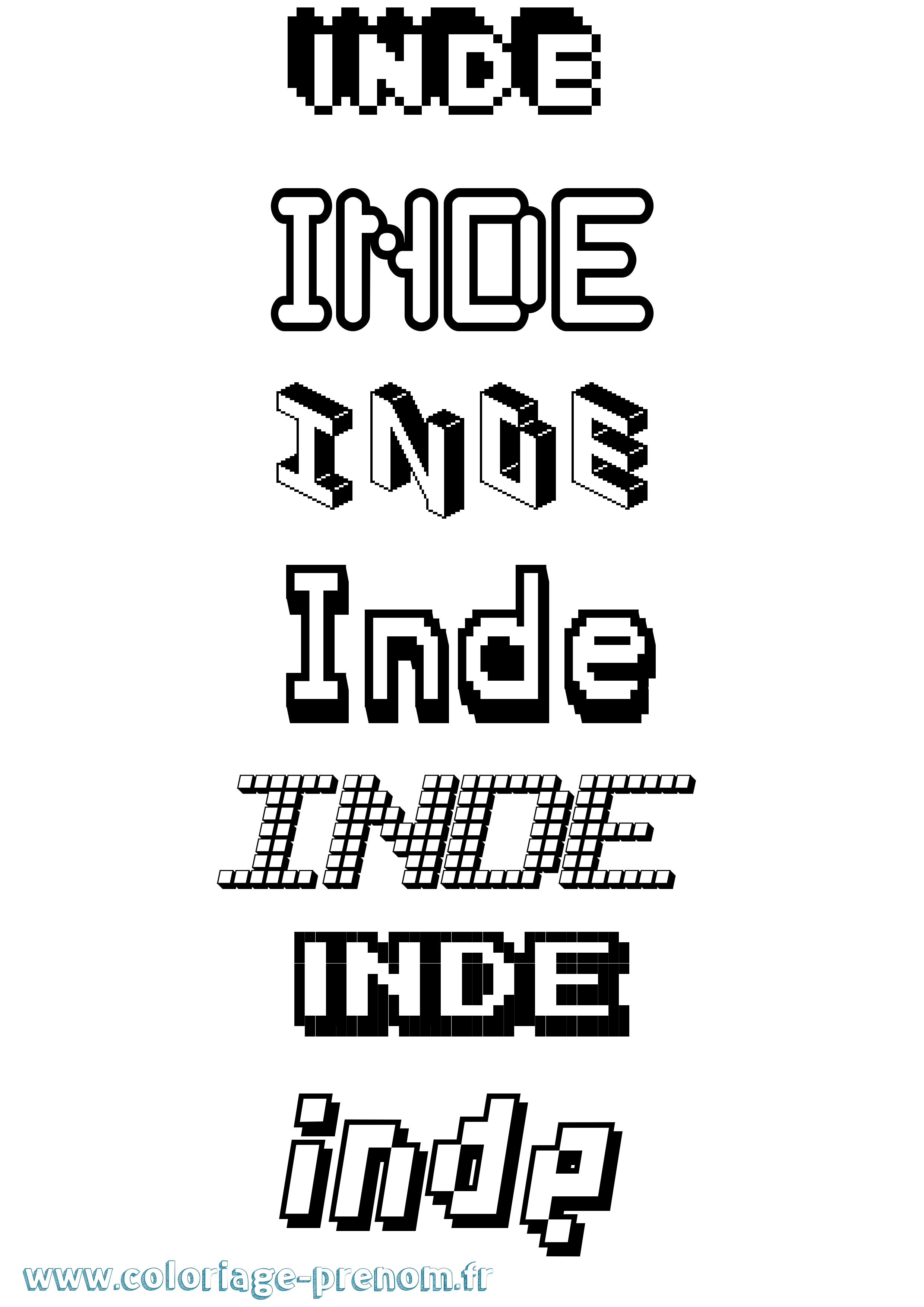Coloriage Inde Pixel Coloriage prénom Inde Pixel