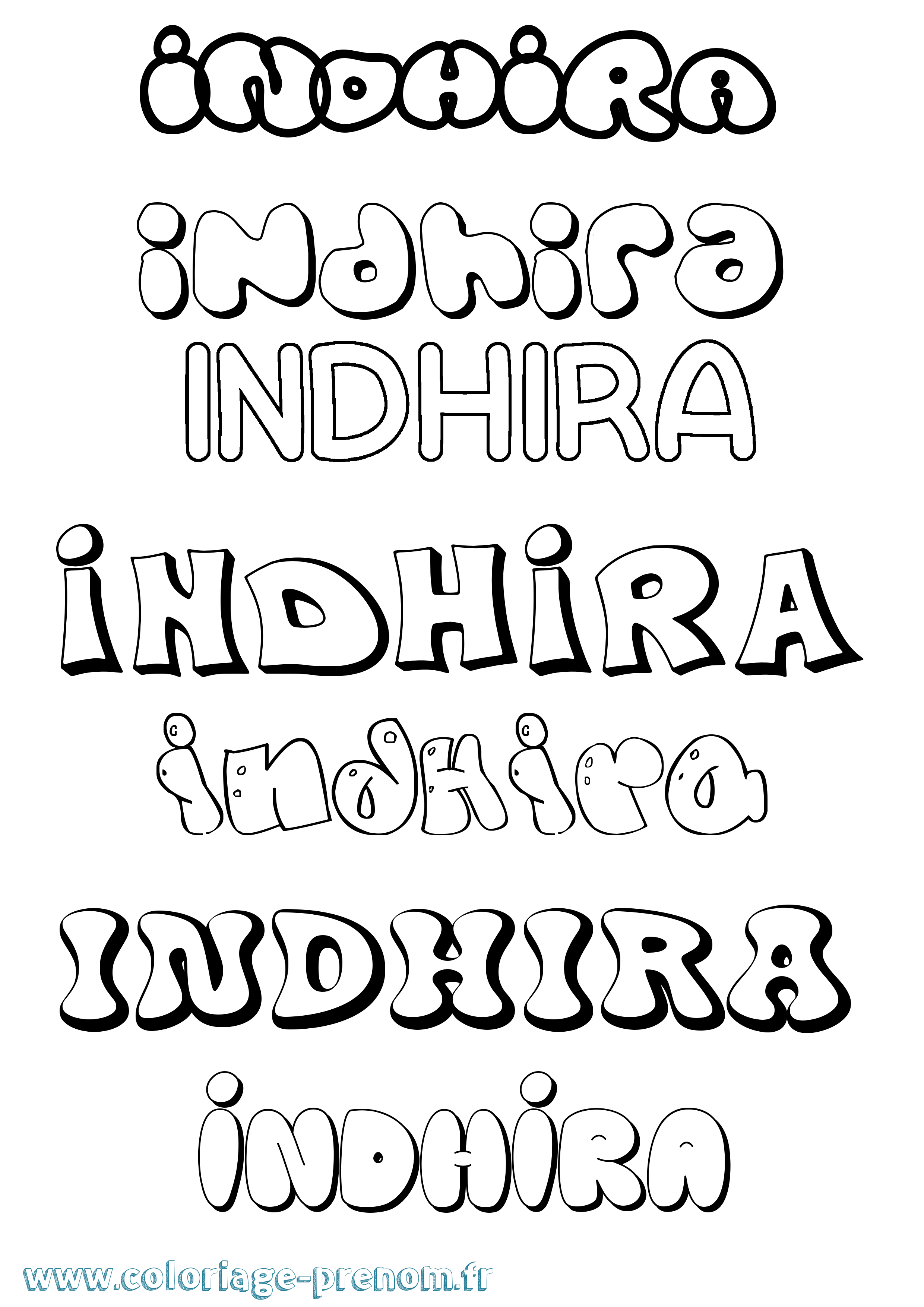 Coloriage Indhira Bubble Coloriage prénom Indhira Bubble