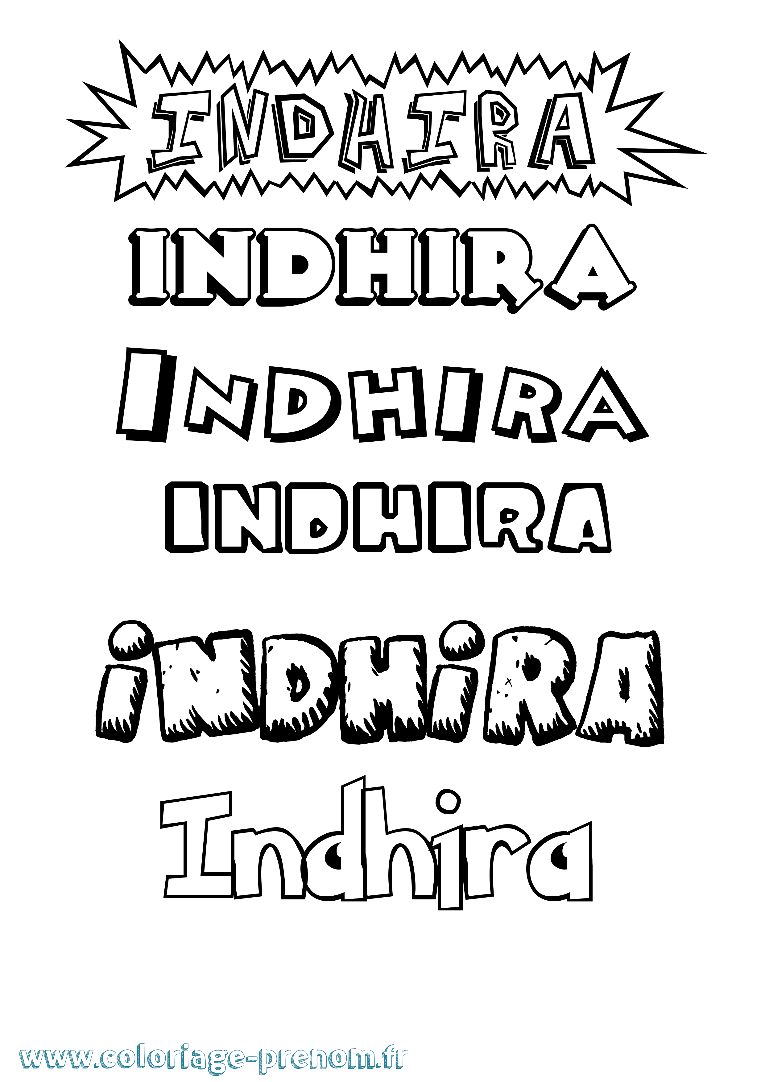 Coloriage Indhira Dessin Animé Coloriage prénom Indhira Dessin Animé