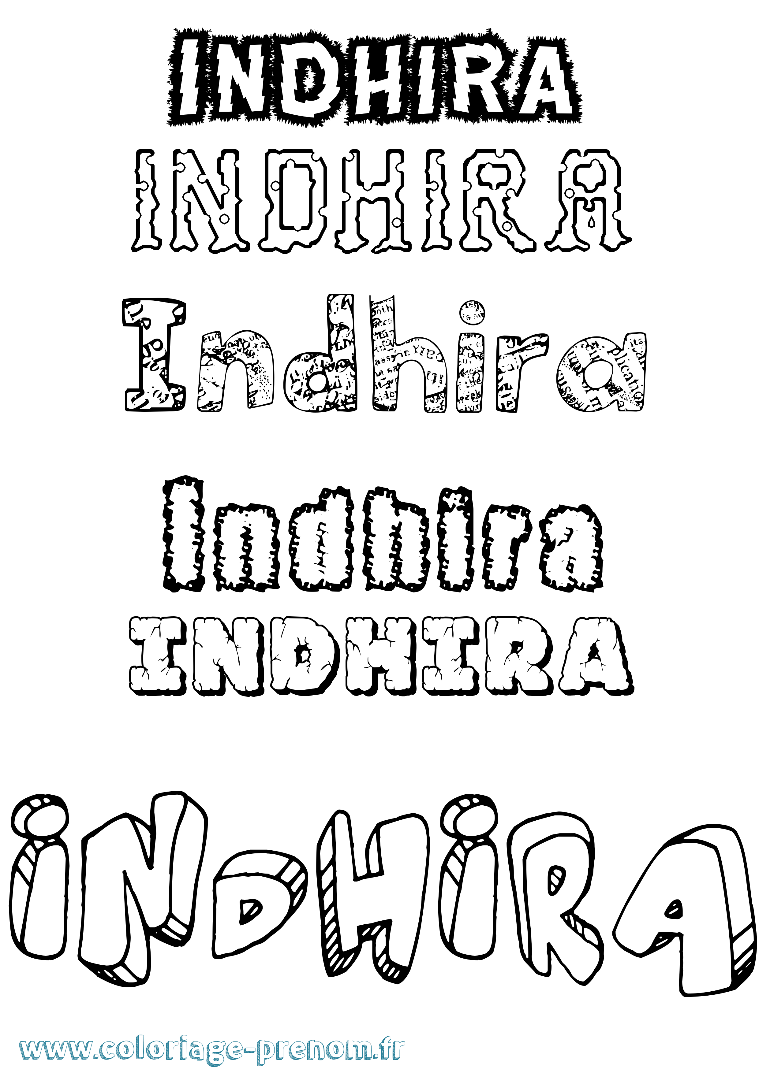 Coloriage Indhira Destructuré Coloriage prénom Indhira Destructuré