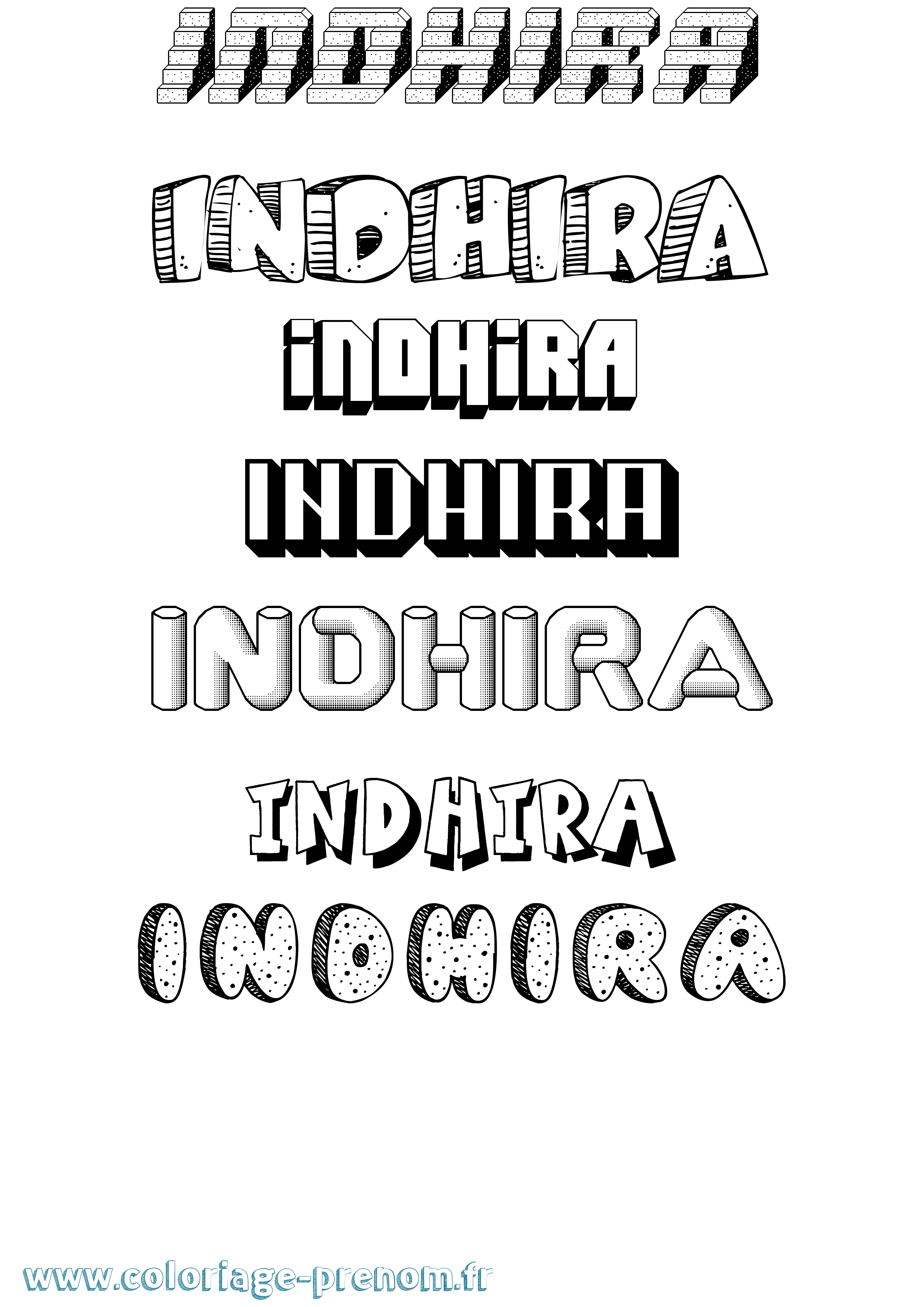 Coloriage Indhira Effet 3D Coloriage prénom Indhira Effet 3D