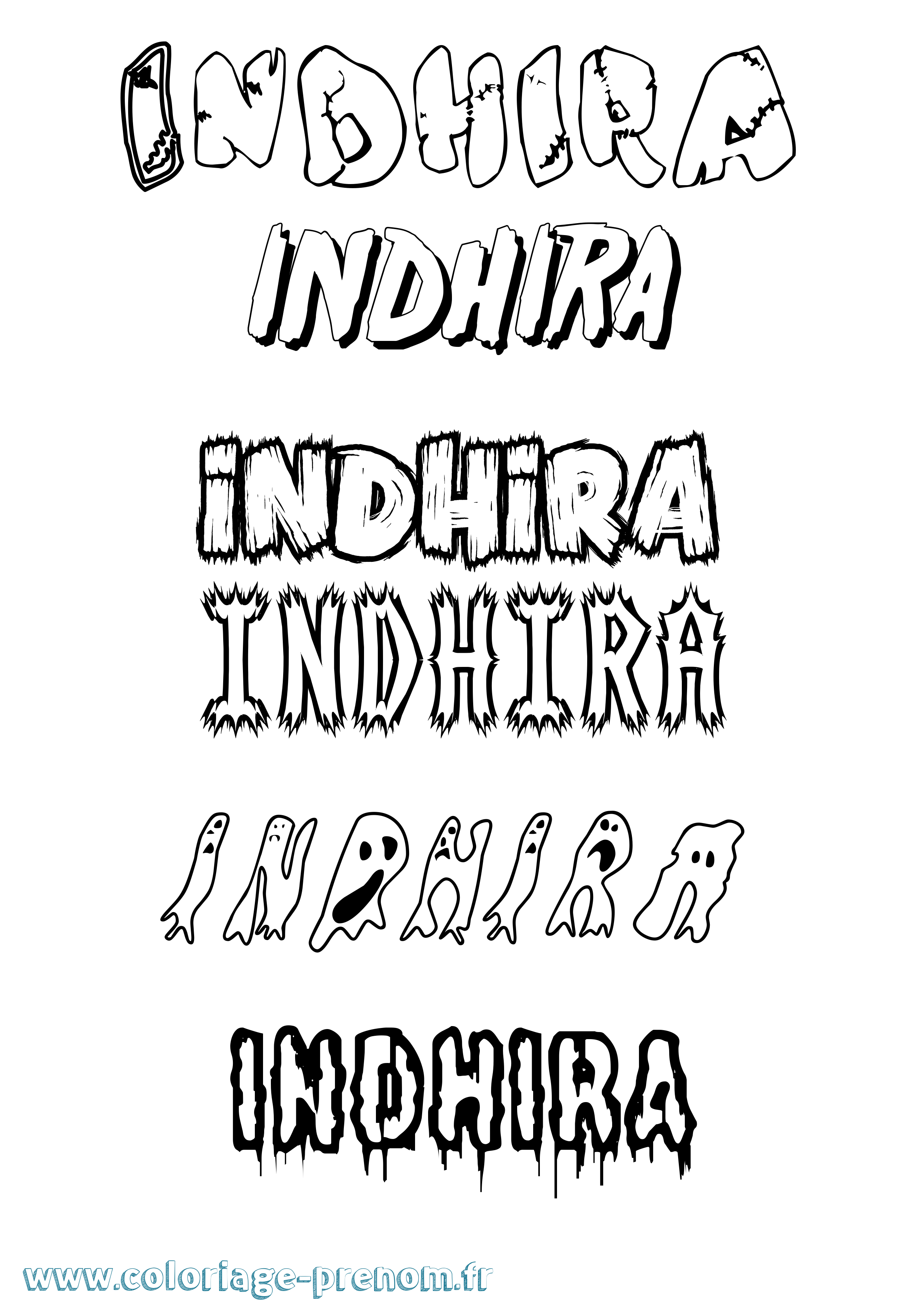 Coloriage Indhira Frisson Coloriage prénom Indhira Frisson