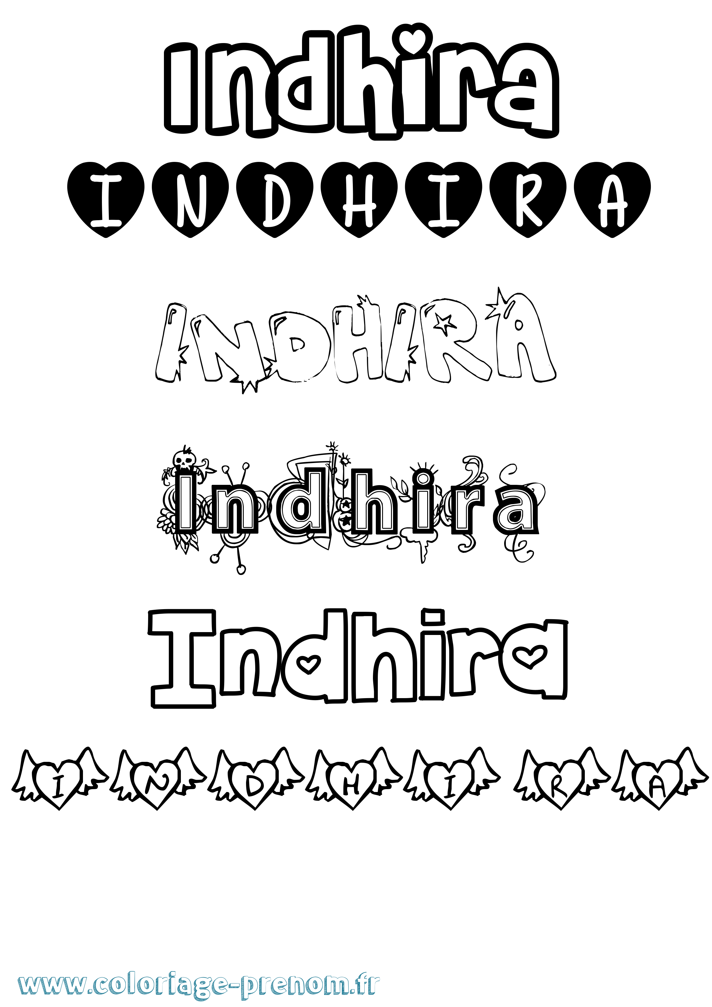 Coloriage Indhira Girly Coloriage prénom Indhira Girly