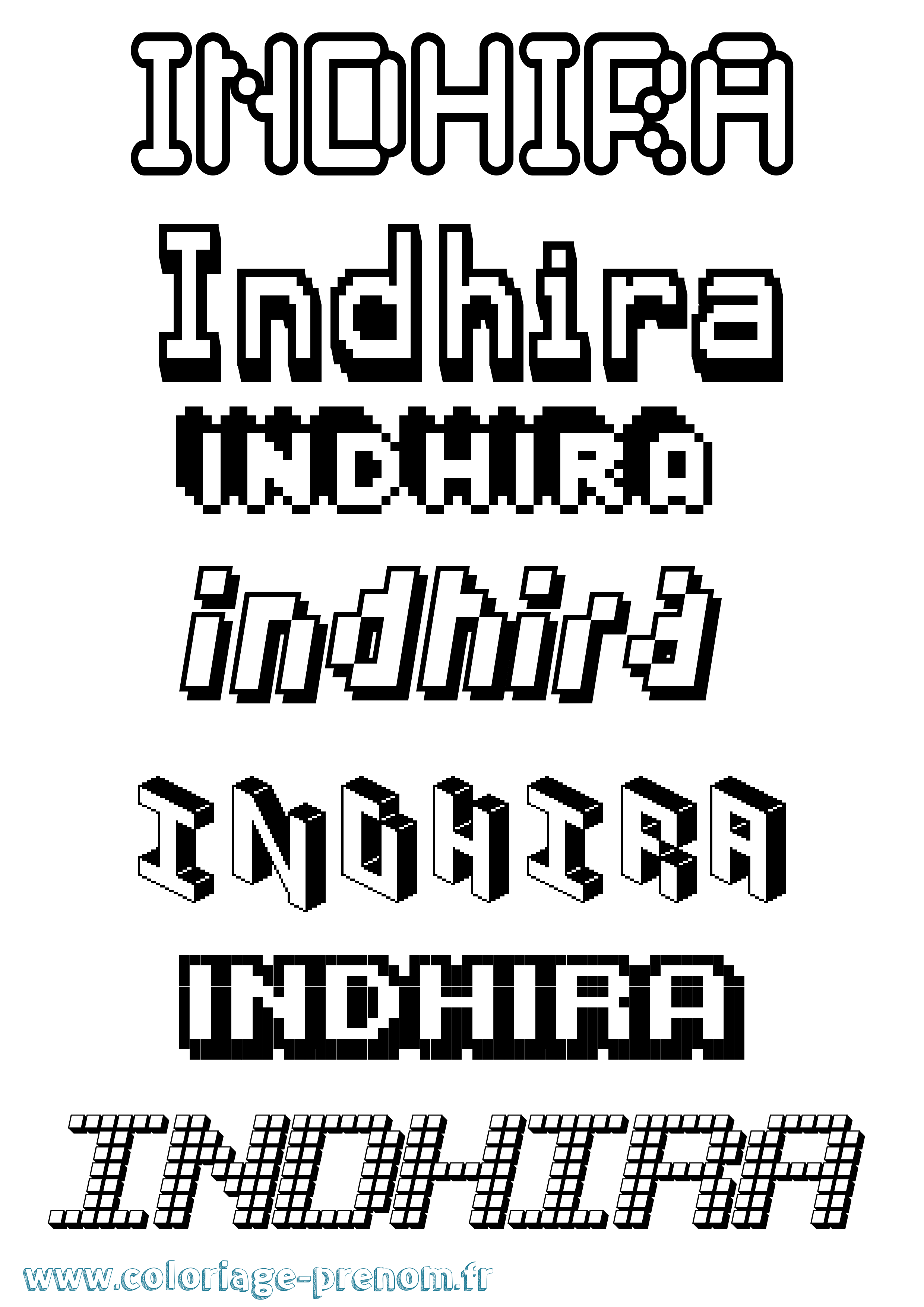 Coloriage Indhira Pixel Coloriage prénom Indhira Pixel