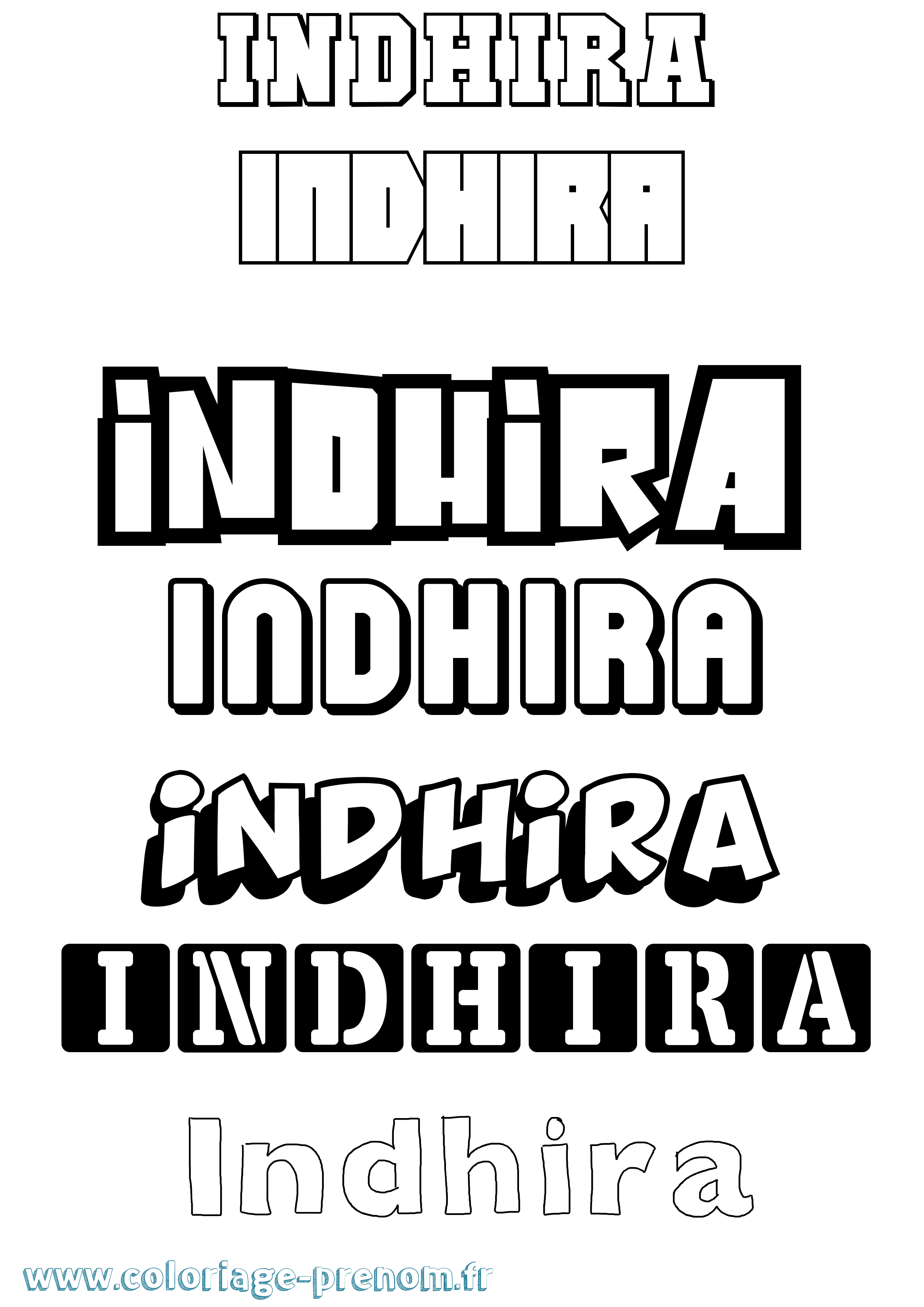 Coloriage Indhira Simple Coloriage prénom Indhira Simple