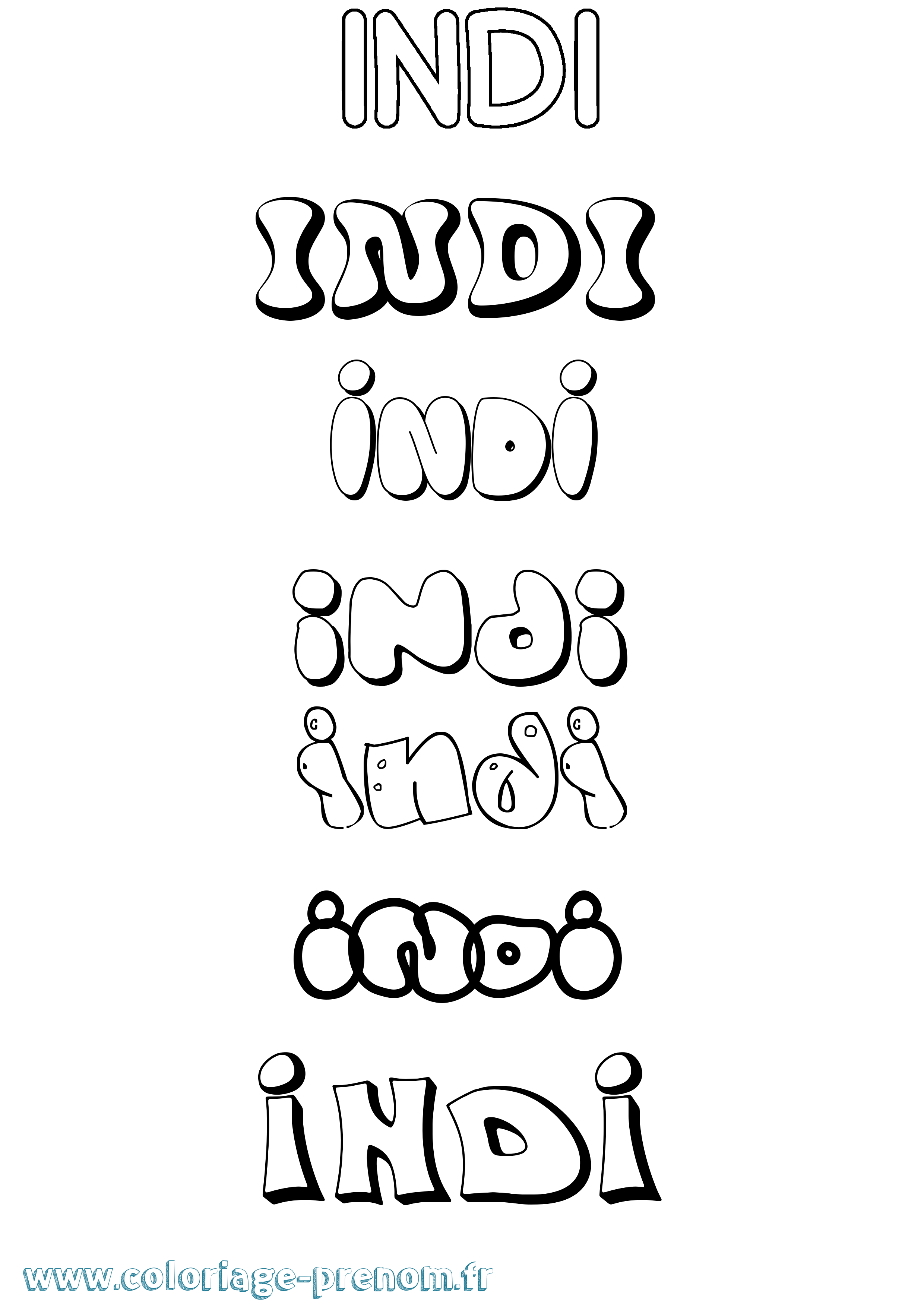 Coloriage Indi Bubble Coloriage prénom Indi Bubble