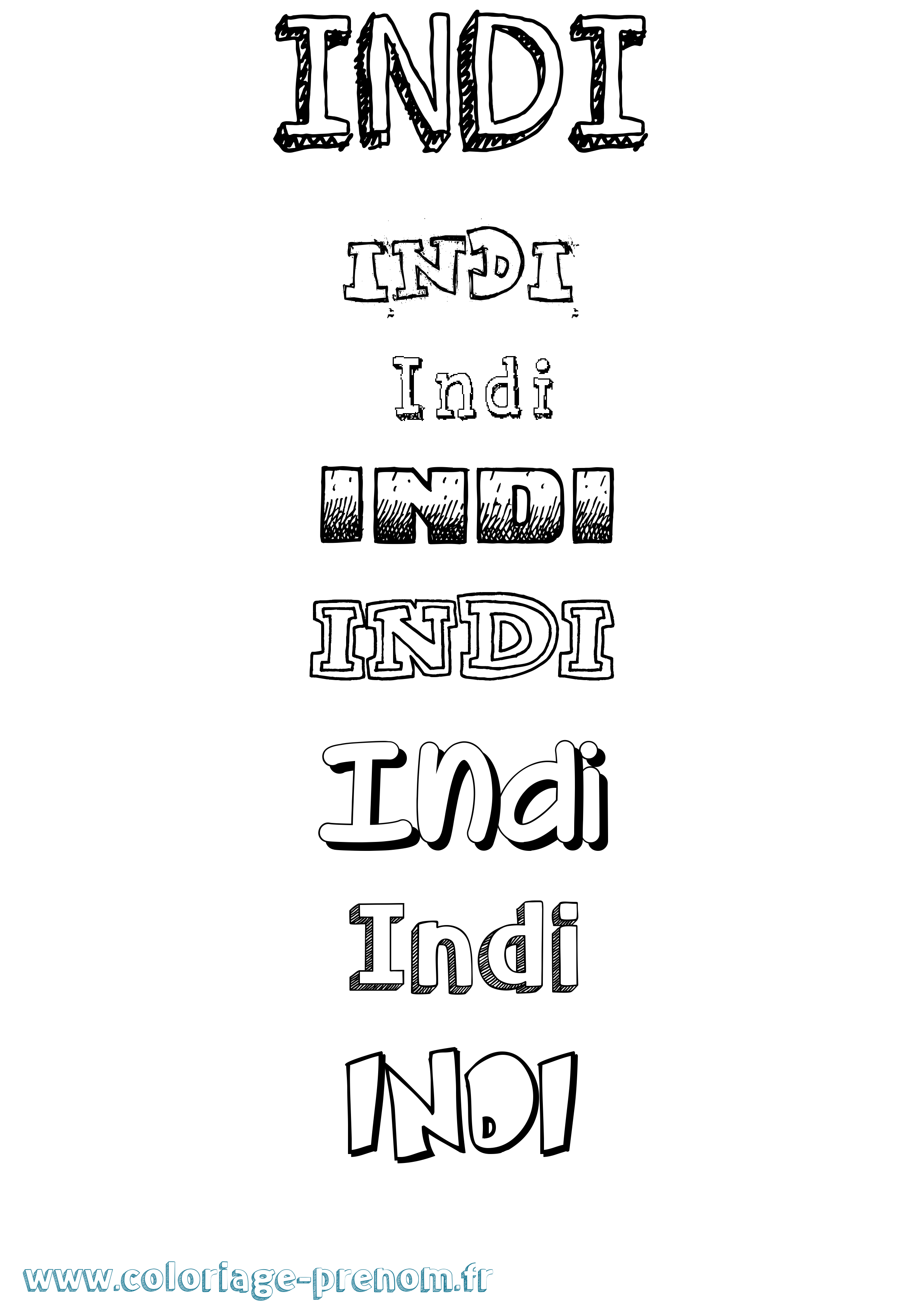Coloriage Indi Dessiné Coloriage prénom Indi Dessiné