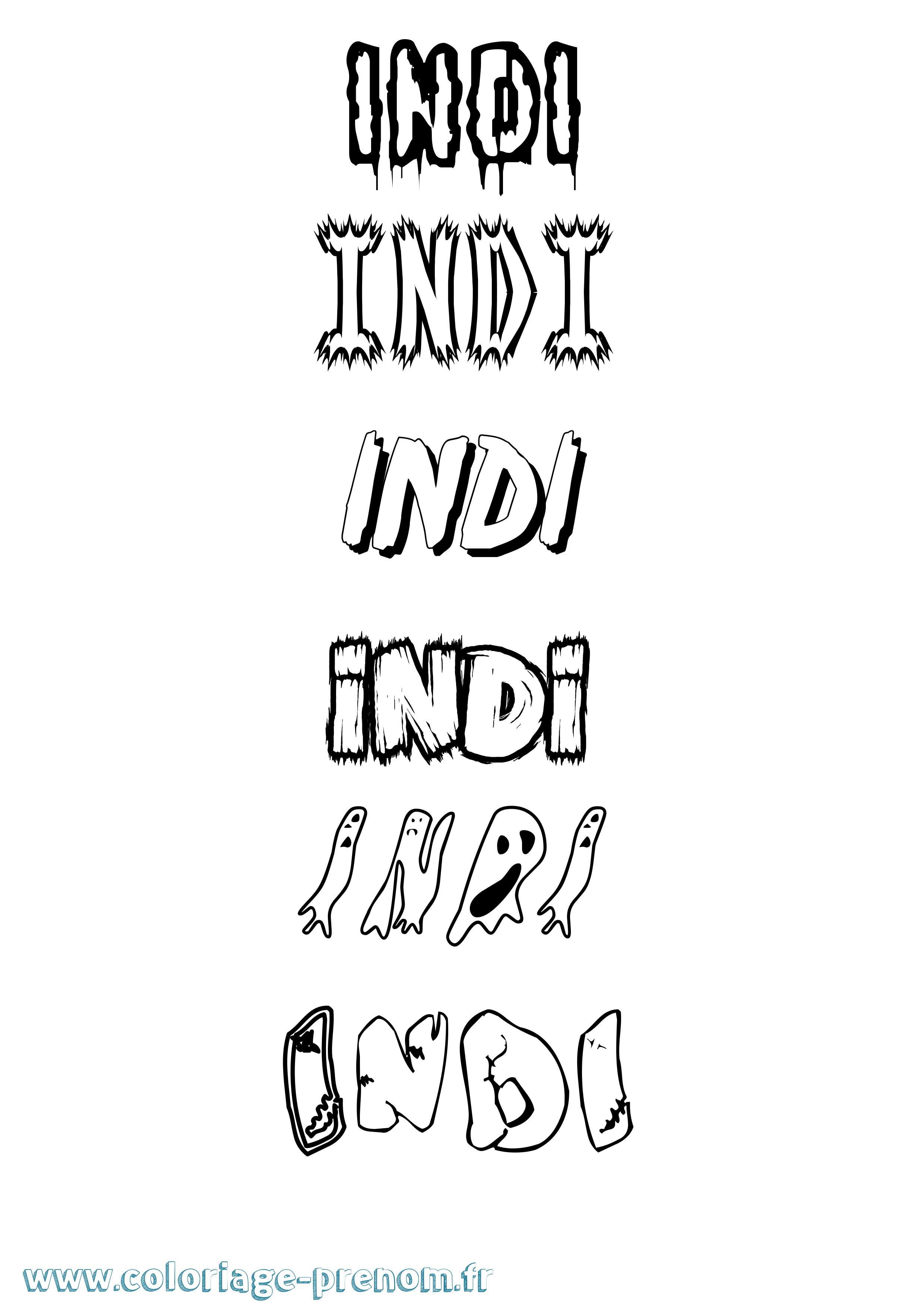 Coloriage Indi Frisson Coloriage prénom Indi Frisson