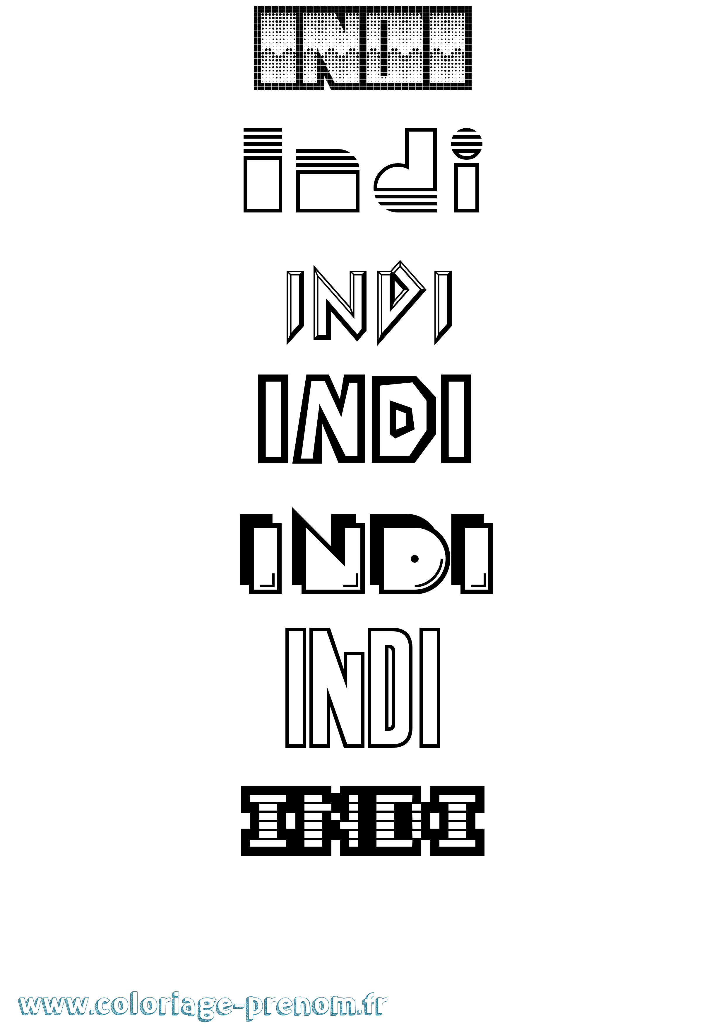 Coloriage Indi Jeux Vidéos Coloriage prénom Indi Jeux Vidéos