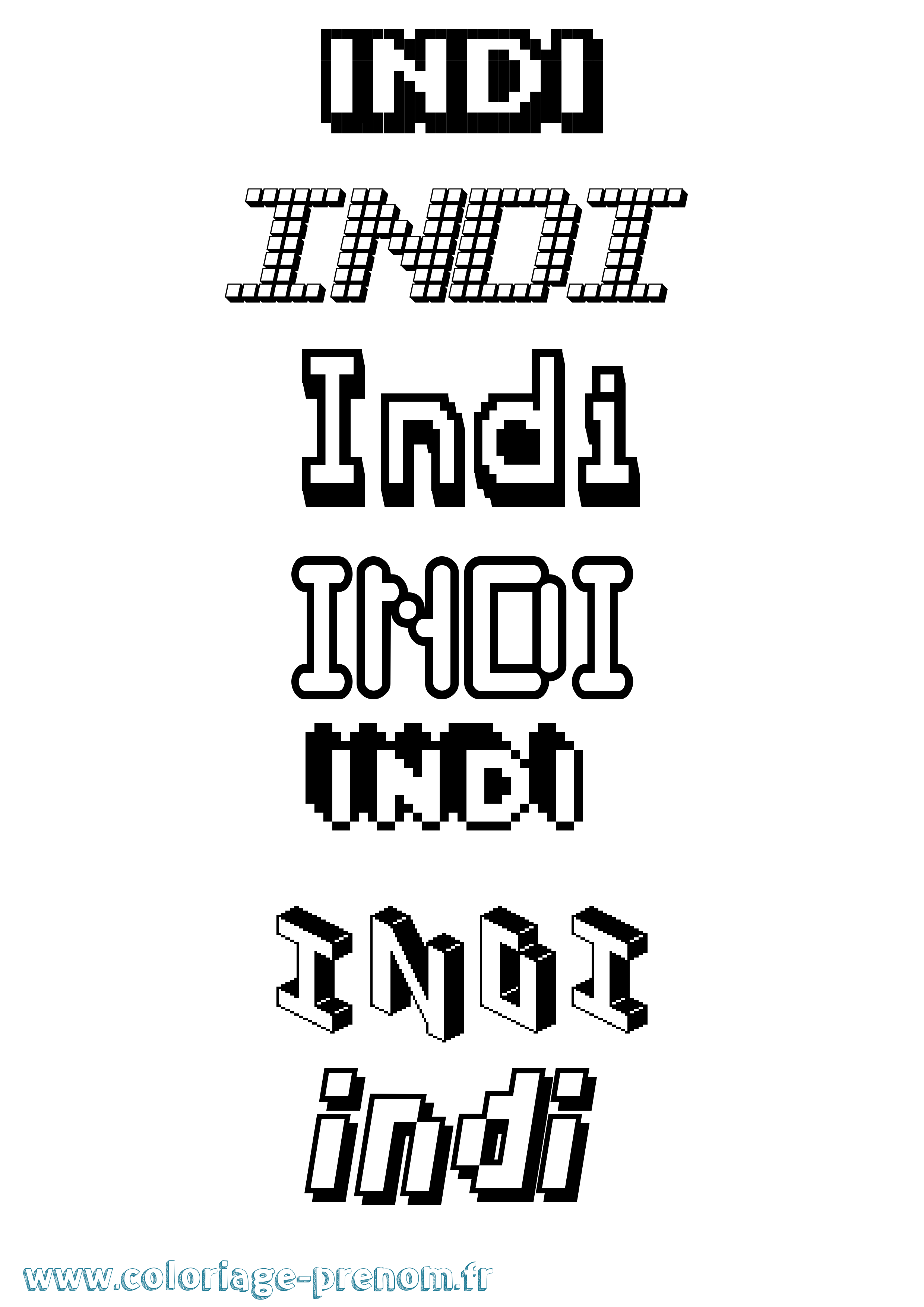 Coloriage Indi Pixel Coloriage prénom Indi Pixel