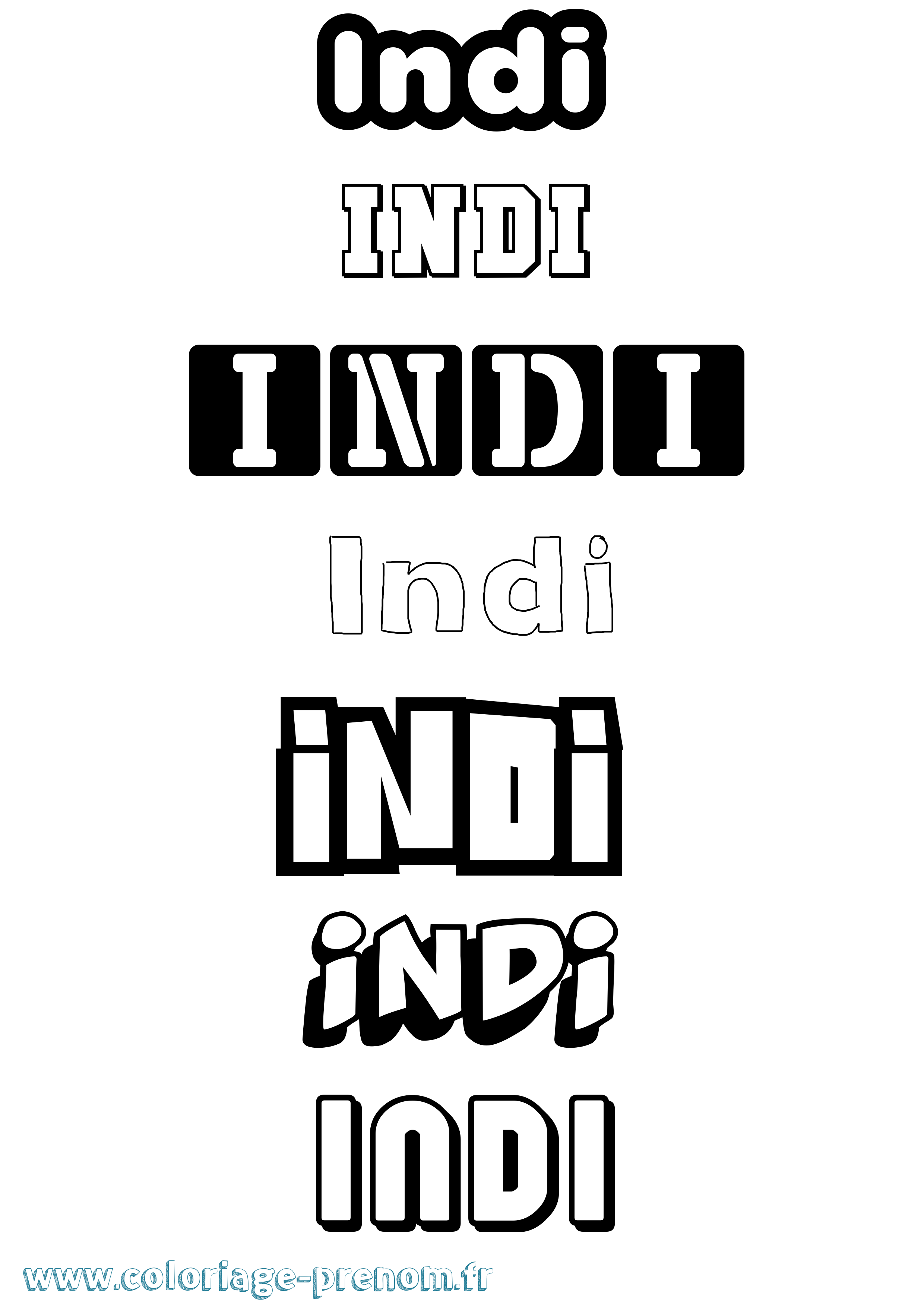 Coloriage Indi Simple Coloriage prénom Indi Simple