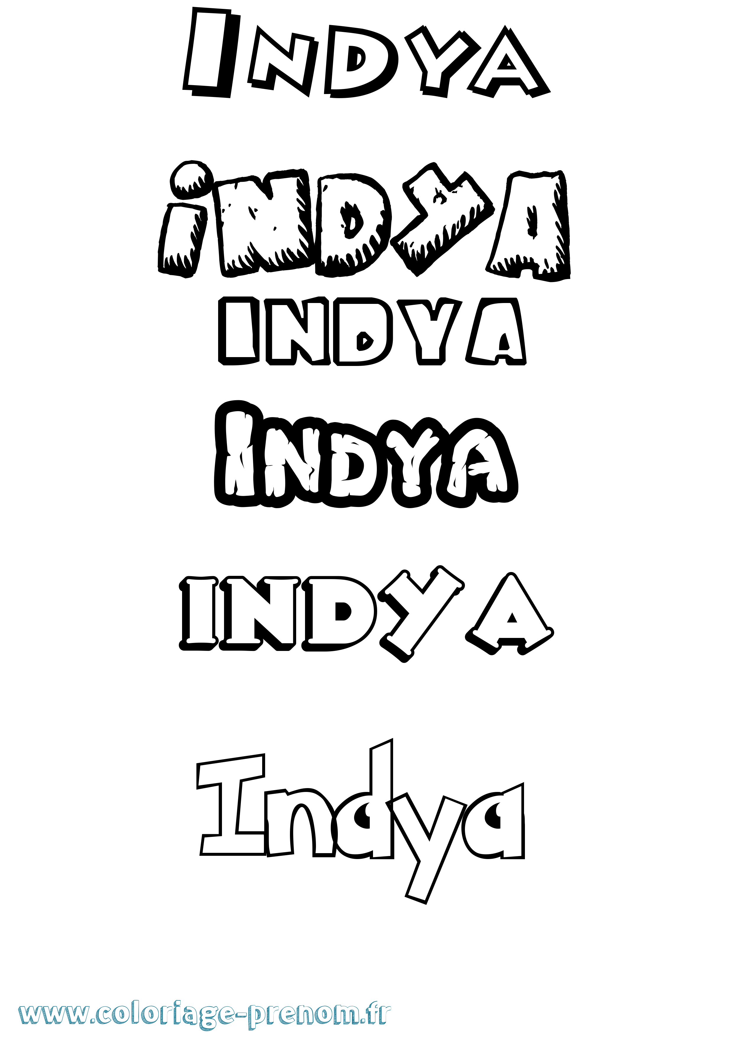 Coloriage Indya Dessin Animé Coloriage prénom Indya Dessin Animé