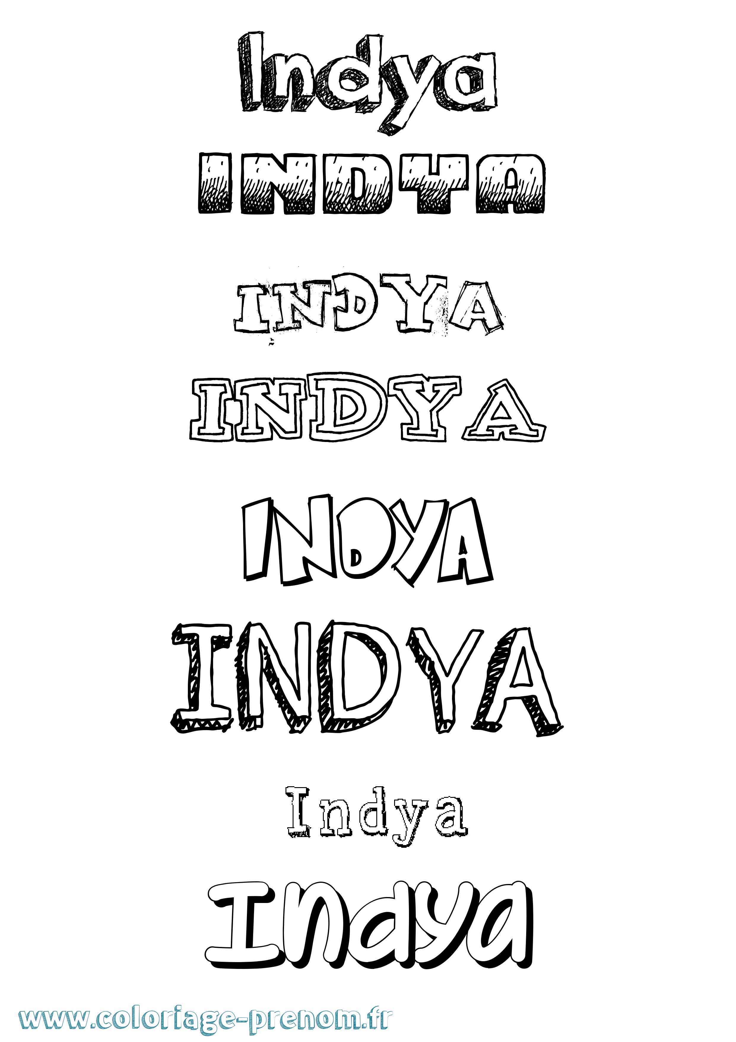 Coloriage Indya Dessiné Coloriage prénom Indya Dessiné