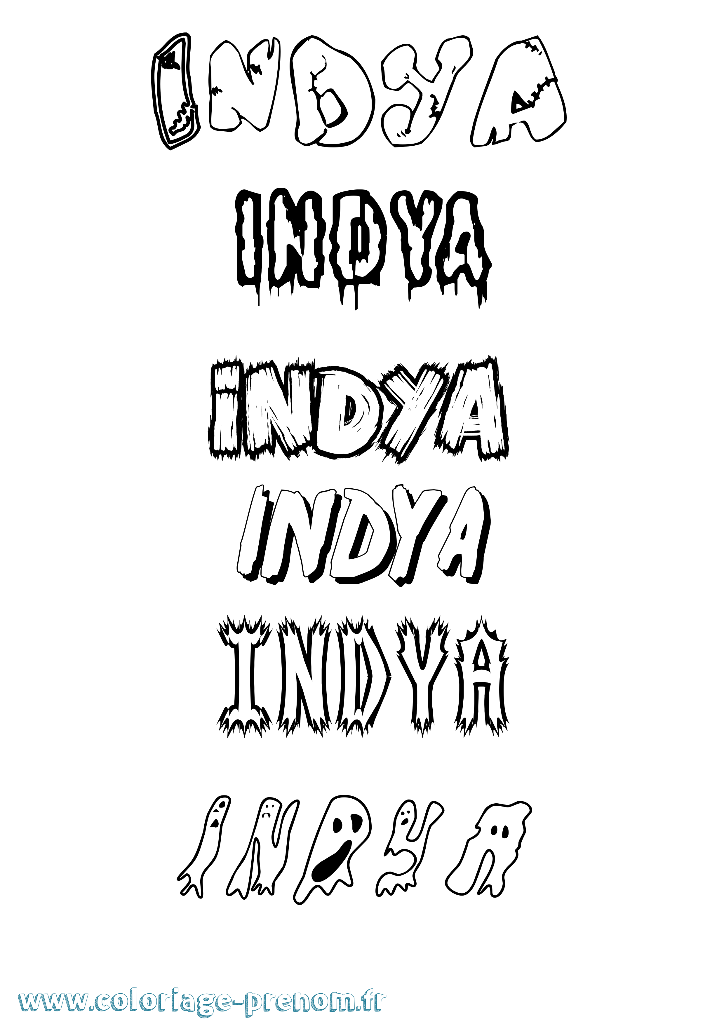 Coloriage Indya Frisson Coloriage prénom Indya Frisson