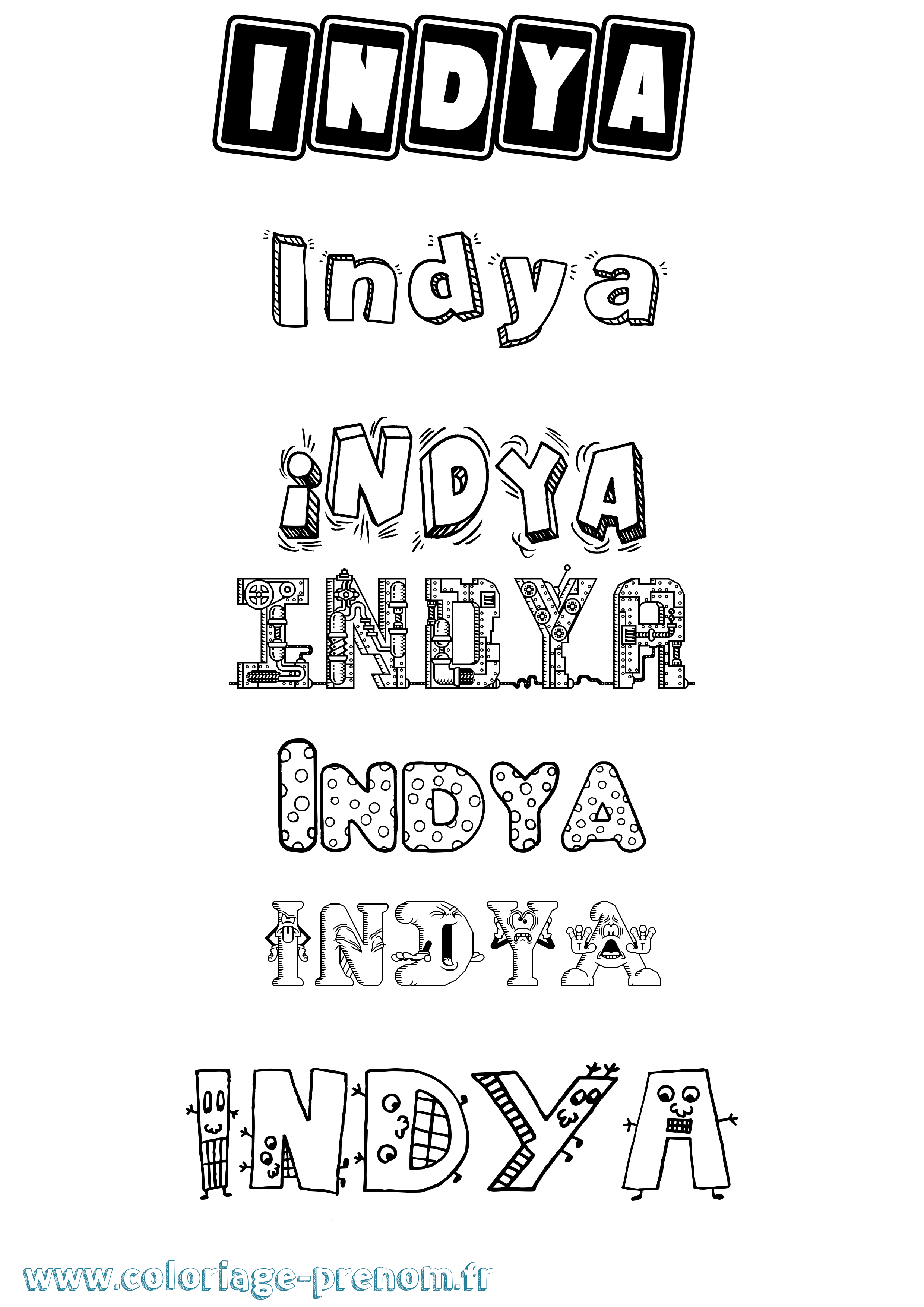 Coloriage Indya Fun Coloriage prénom Indya Fun