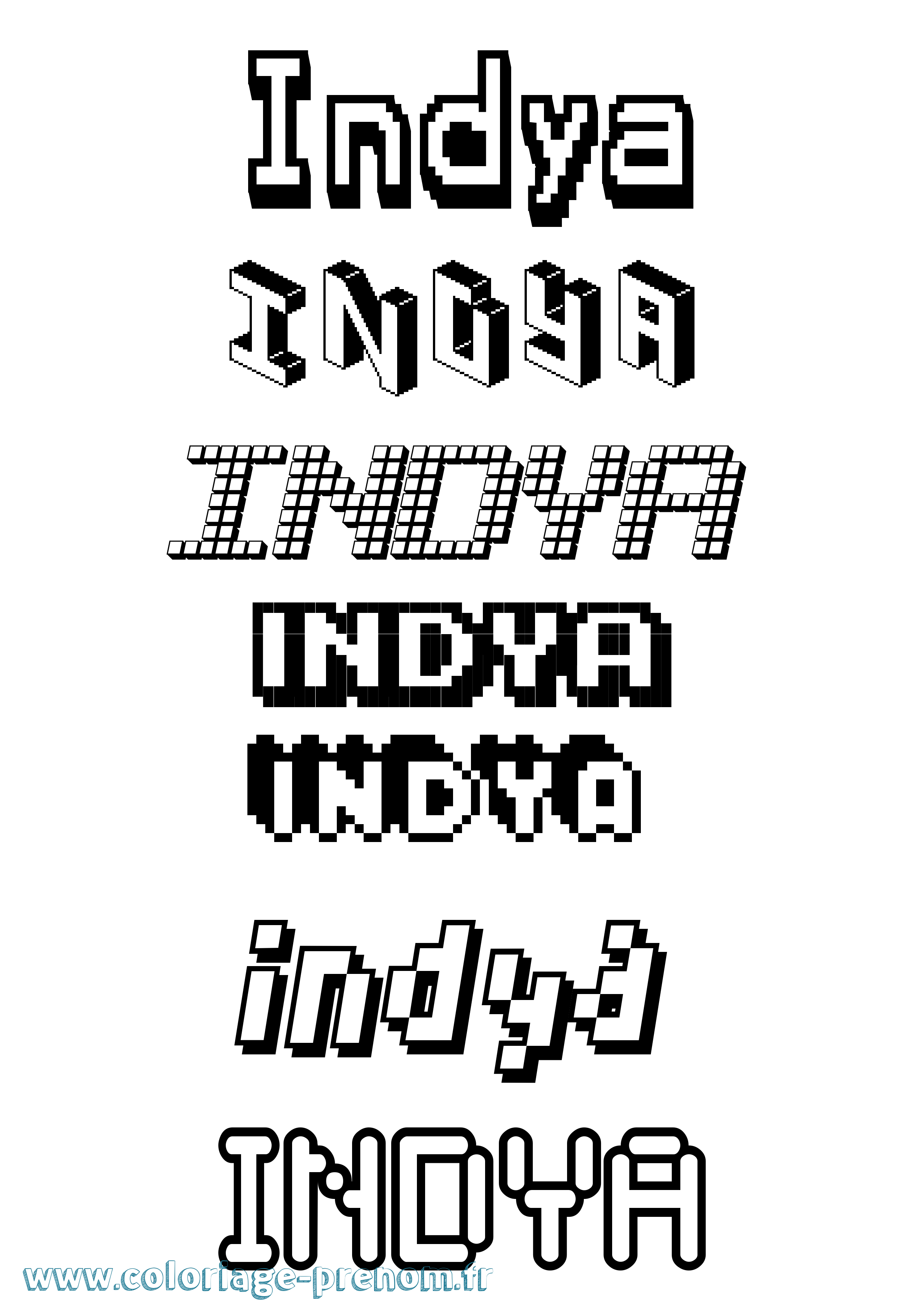 Coloriage Indya Pixel Coloriage prénom Indya Pixel
