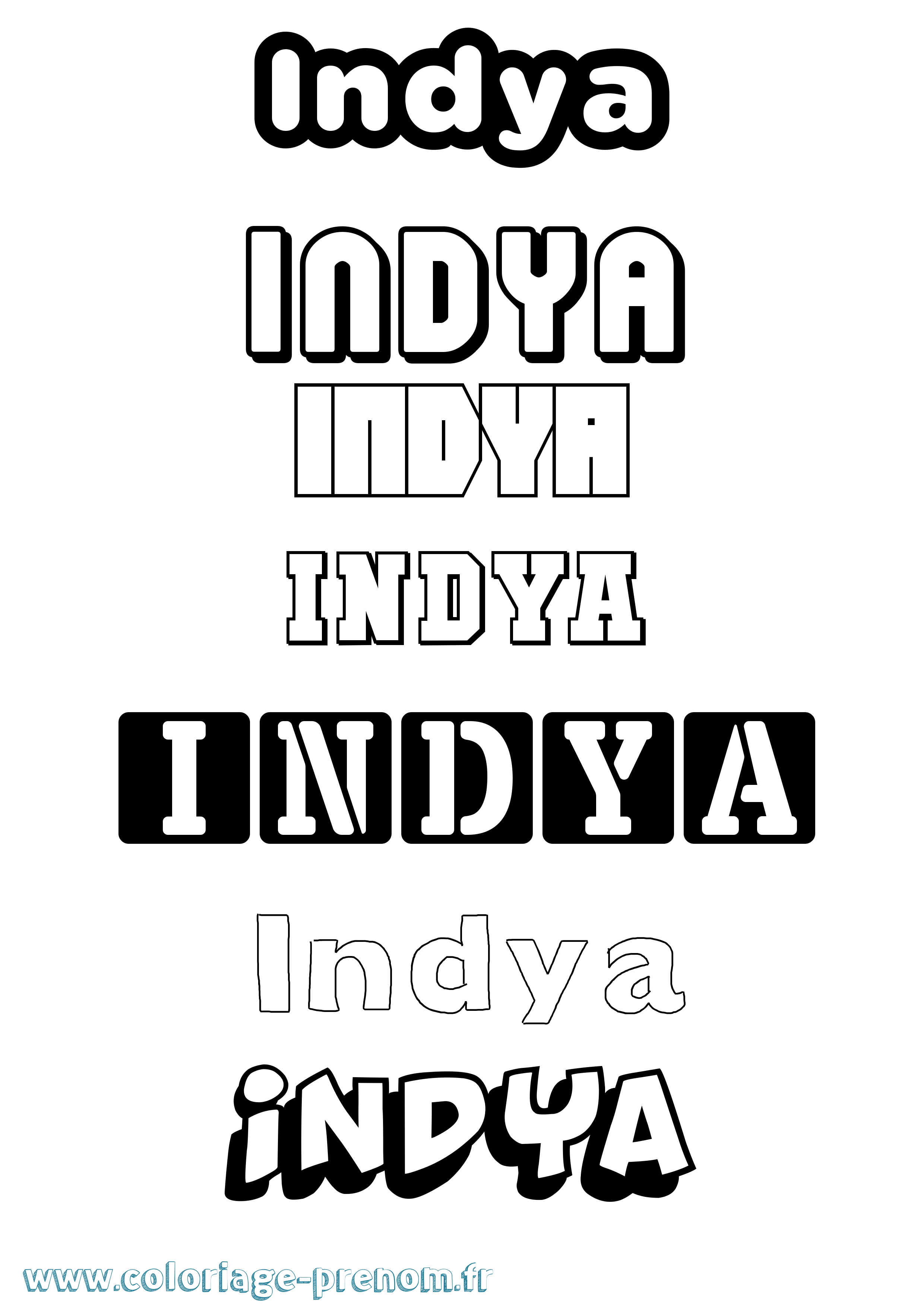 Coloriage Indya Simple Coloriage prénom Indya Simple