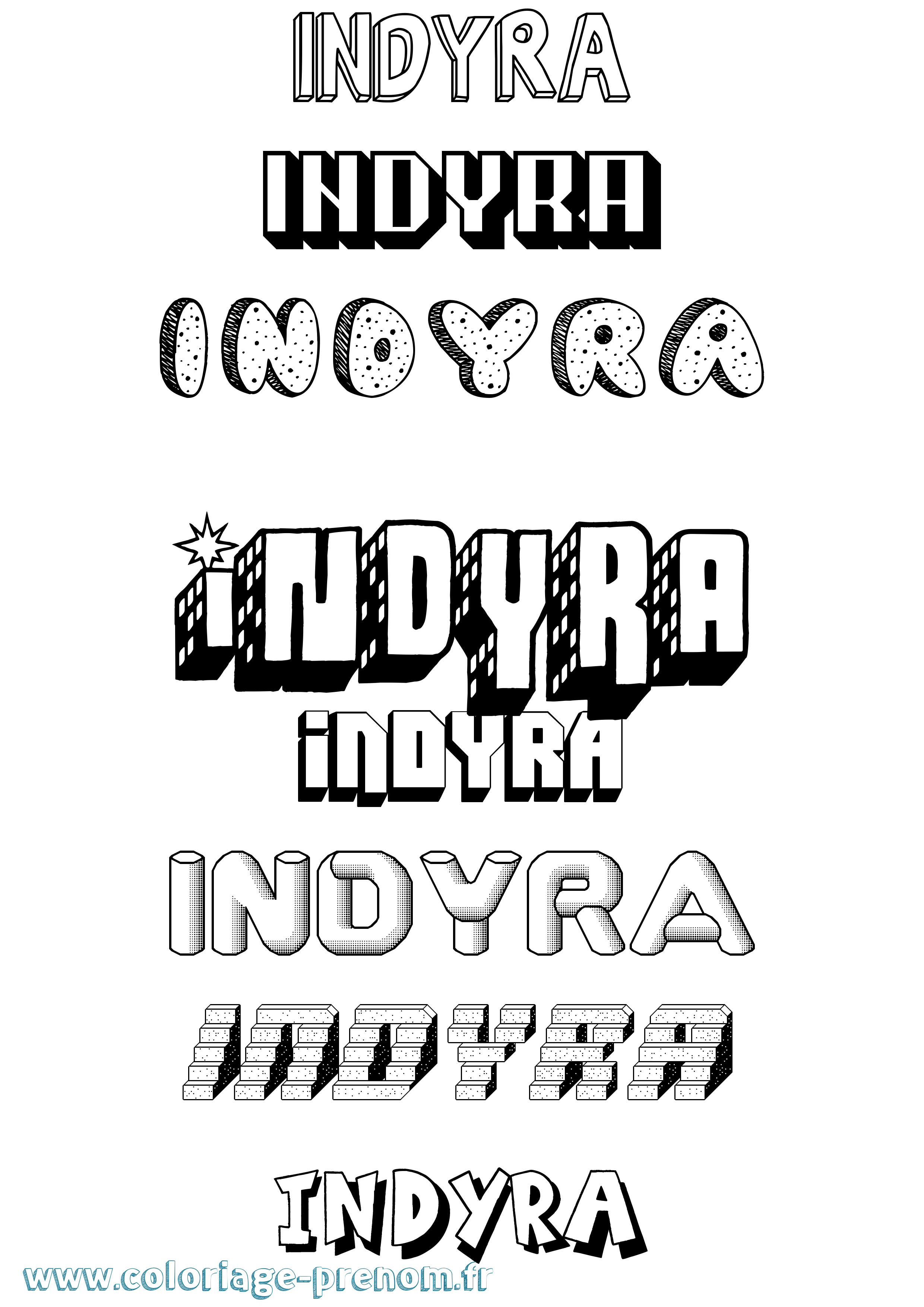 Coloriage Indyra Effet 3D Coloriage prénom Indyra Effet 3D