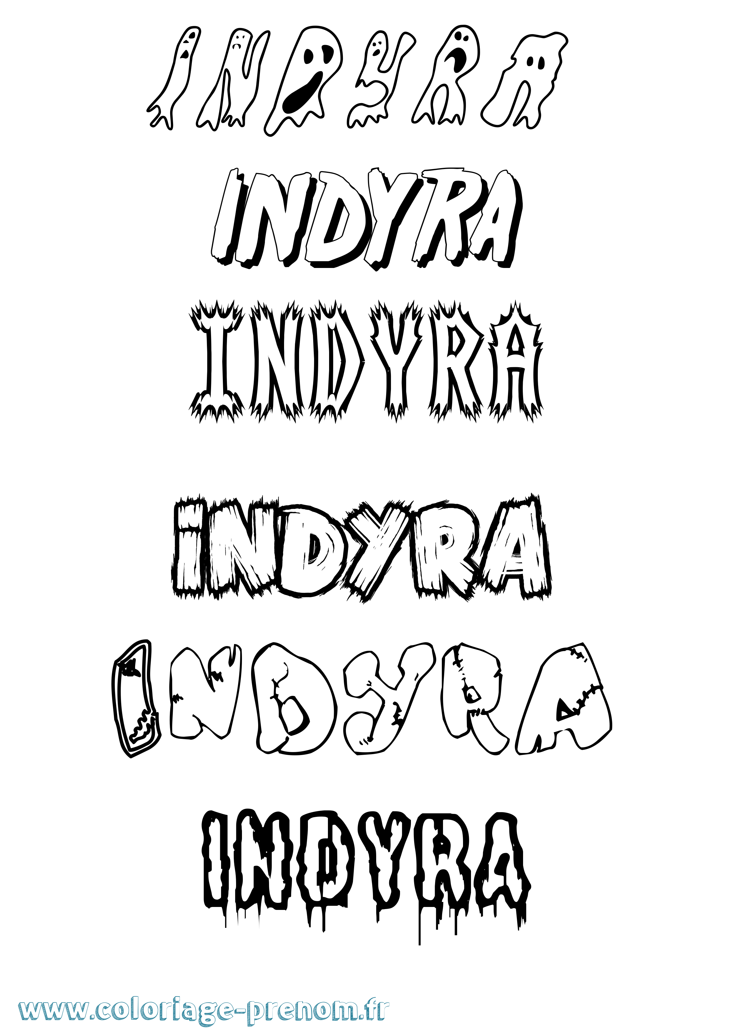 Coloriage Indyra Frisson Coloriage prénom Indyra Frisson
