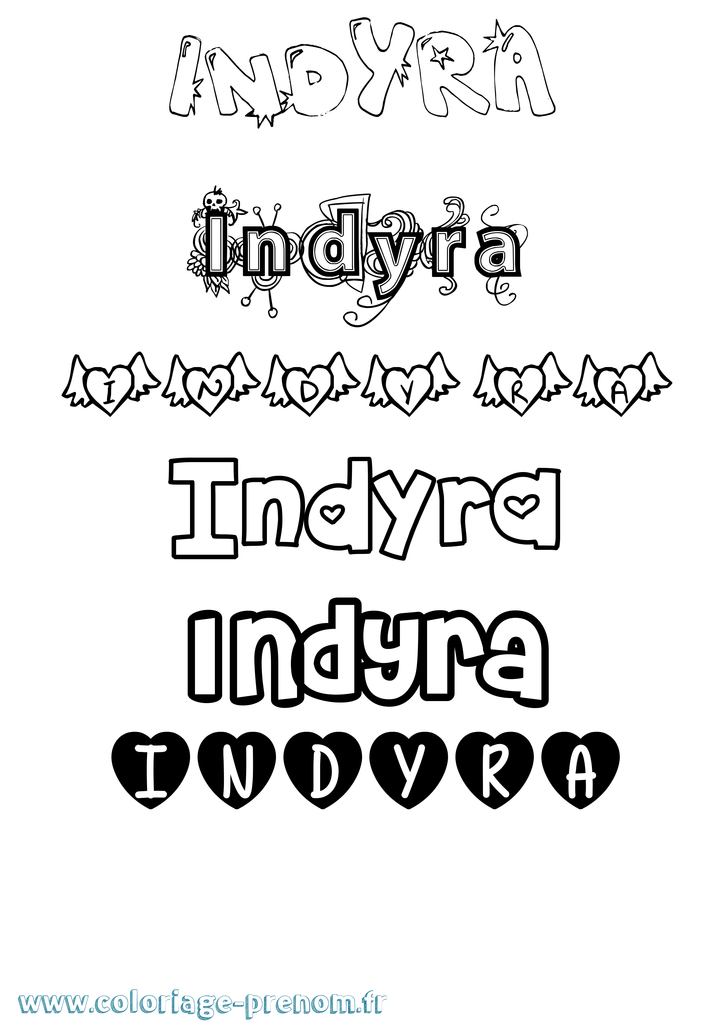 Coloriage Indyra Girly Coloriage prénom Indyra Girly