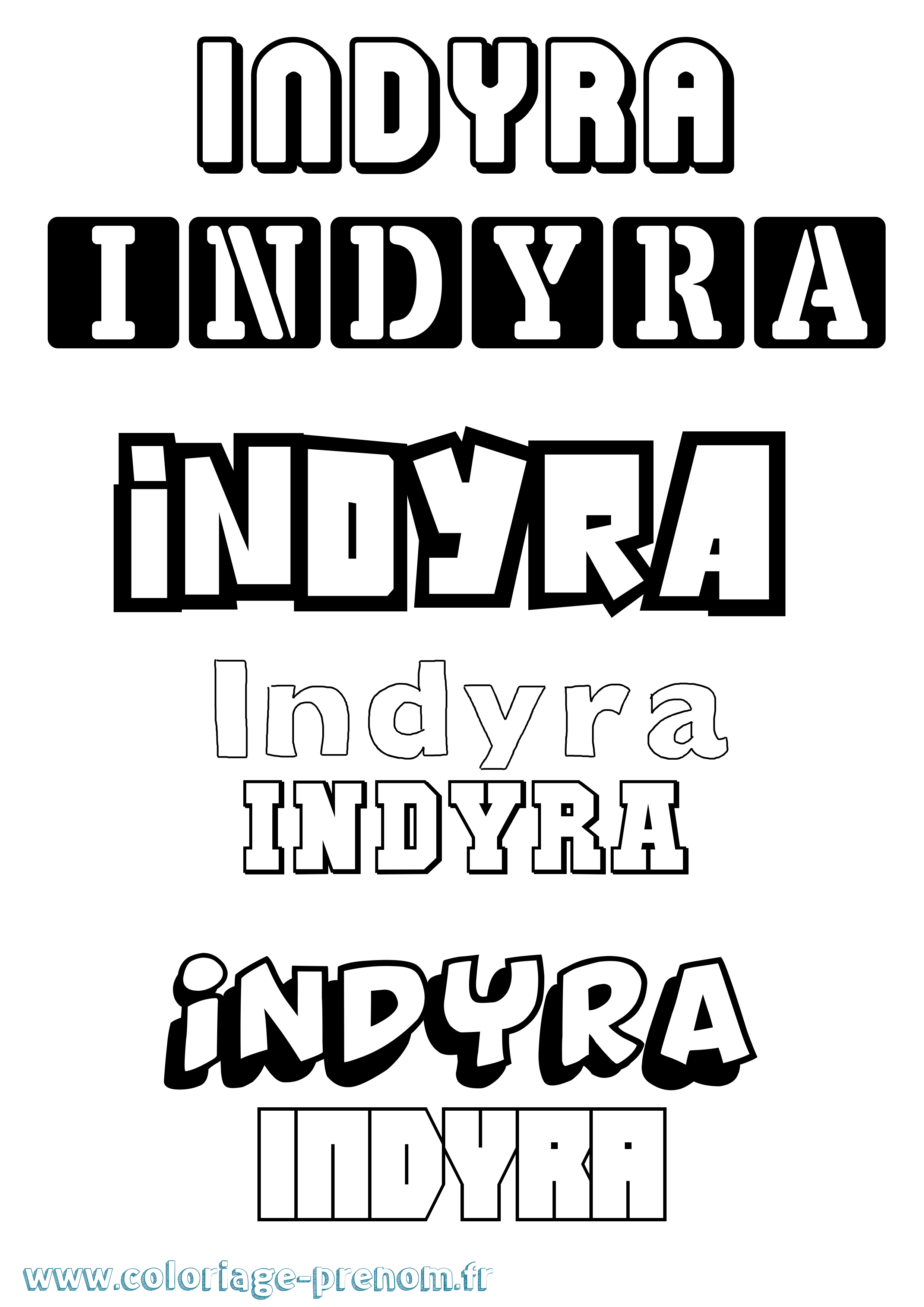 Coloriage Indyra Simple Coloriage prénom Indyra Simple
