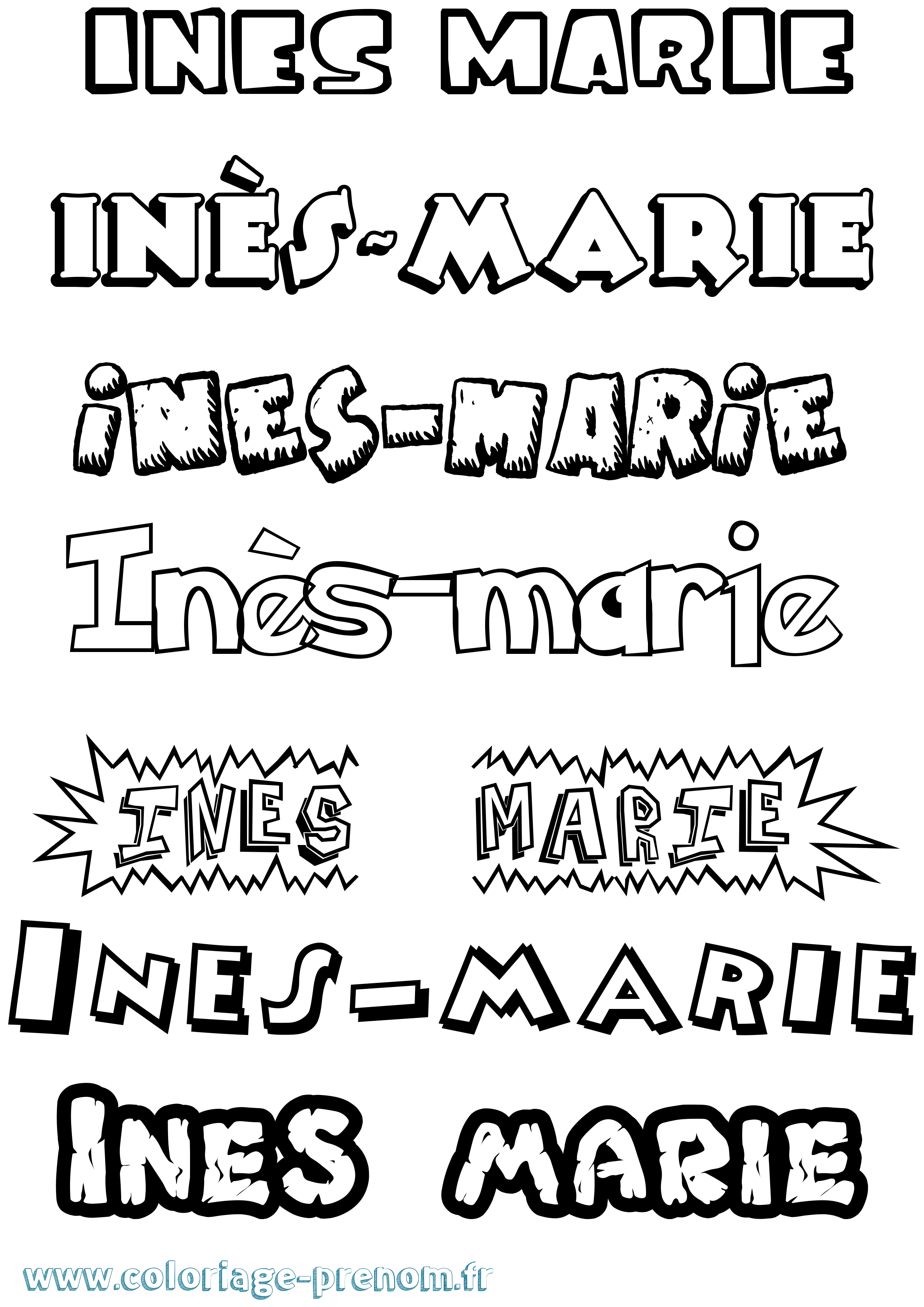 Coloriage Inès-Marie Dessin Animé Coloriage prénom Inès-Marie Dessin Animé