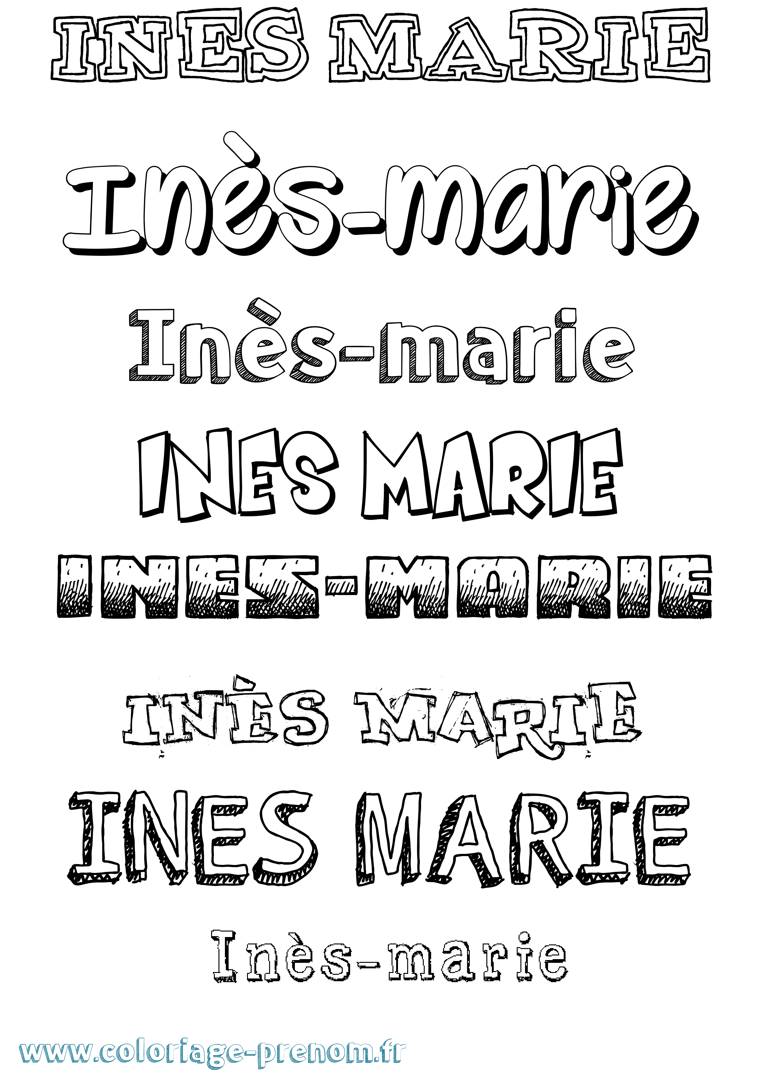 Coloriage Inès-Marie Dessiné Coloriage prénom Inès-Marie Dessiné