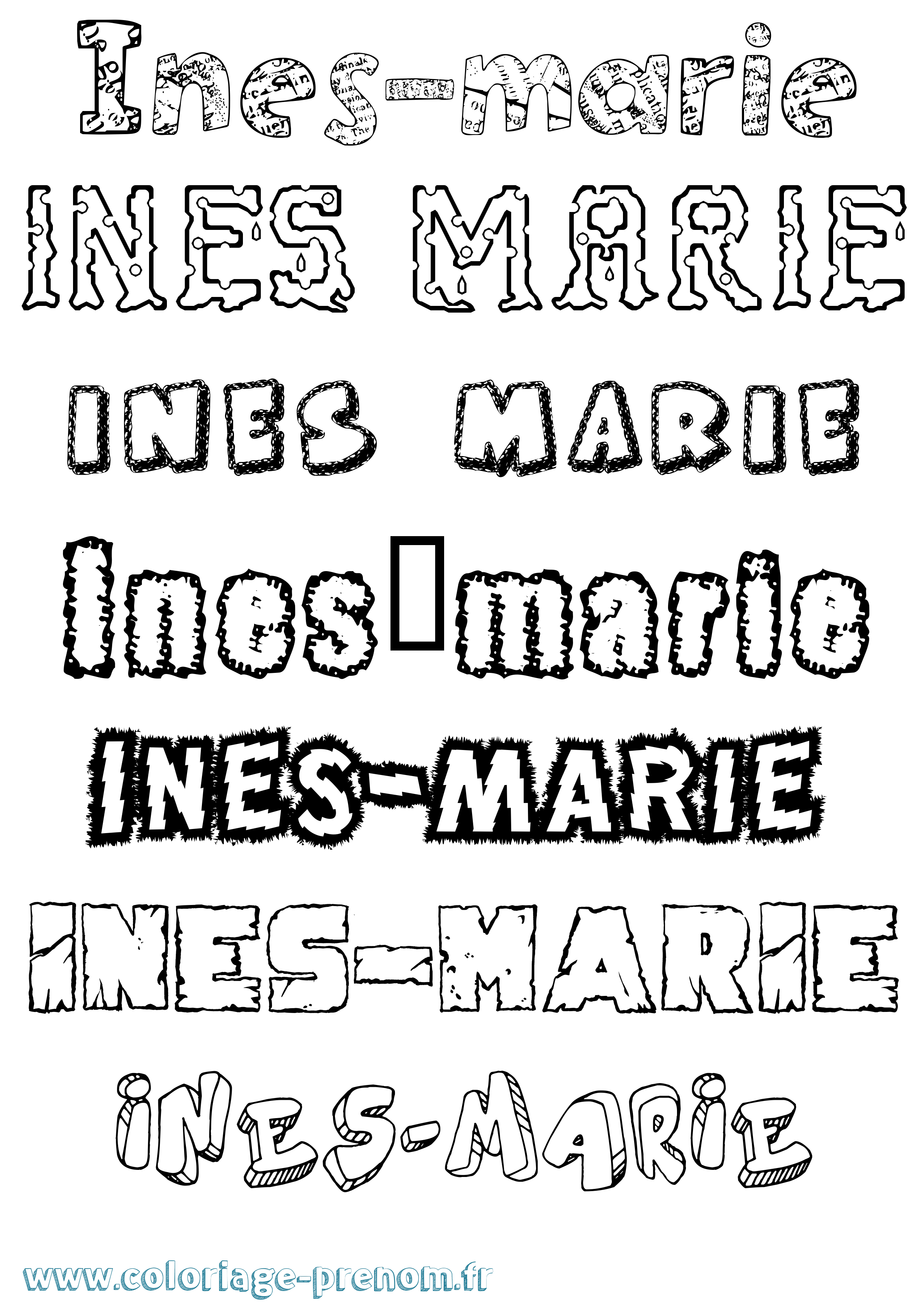 Coloriage Inès-Marie Destructuré Coloriage prénom Inès-Marie Destructuré