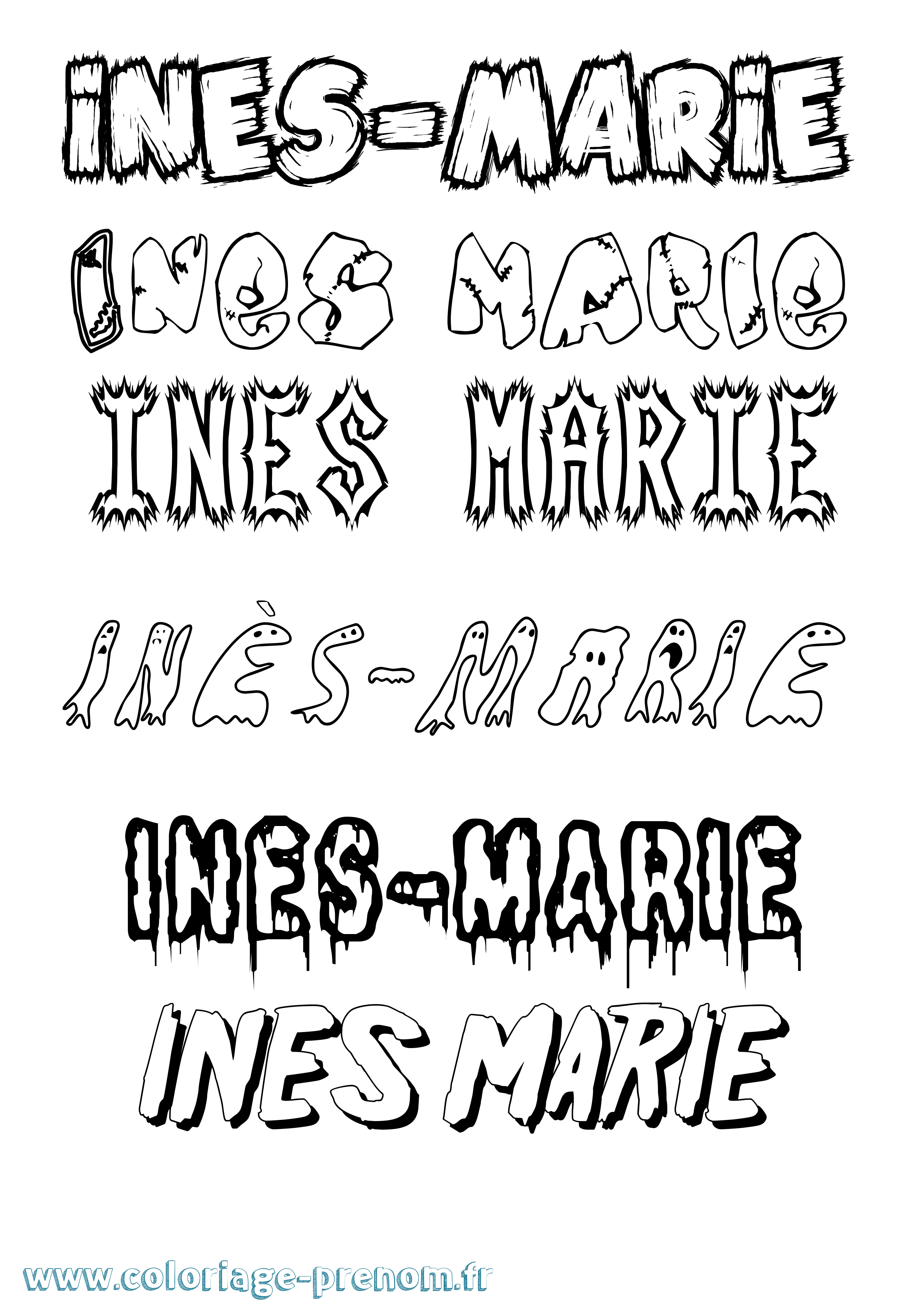 Coloriage Inès-Marie Frisson Coloriage prénom Inès-Marie Frisson